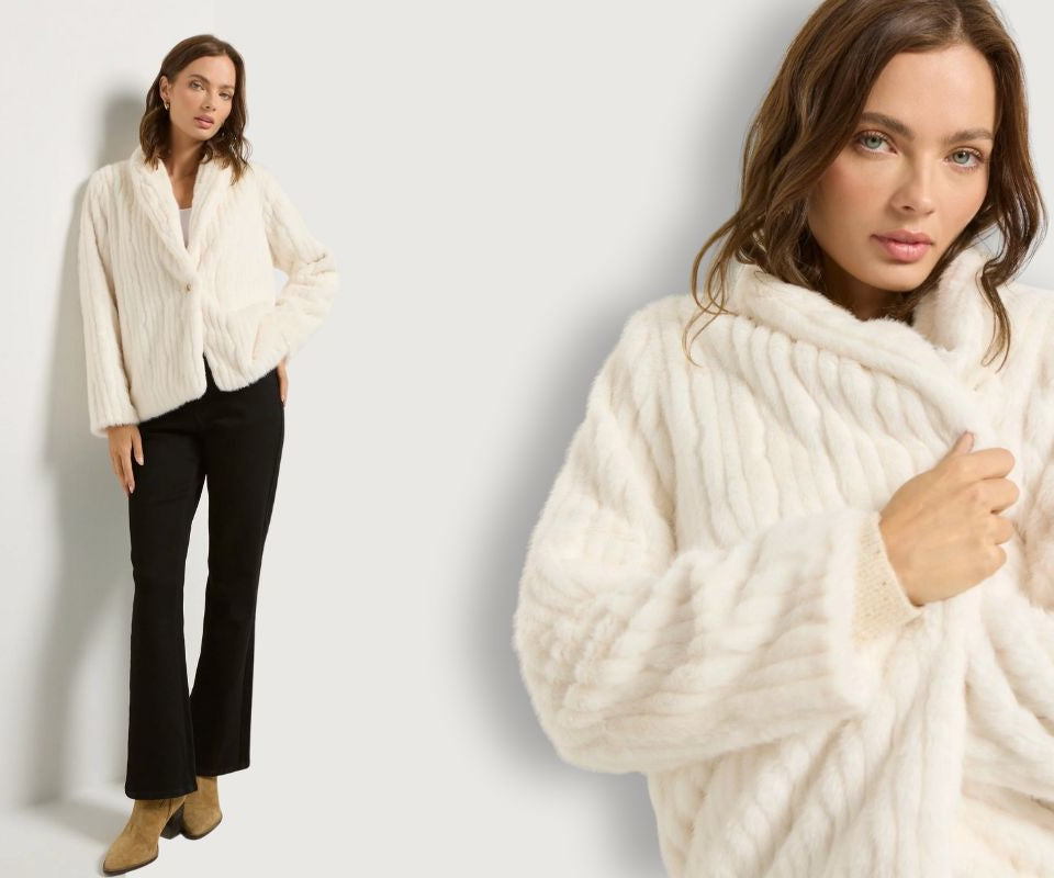Rachael on the Luna Faux Fur Jacket