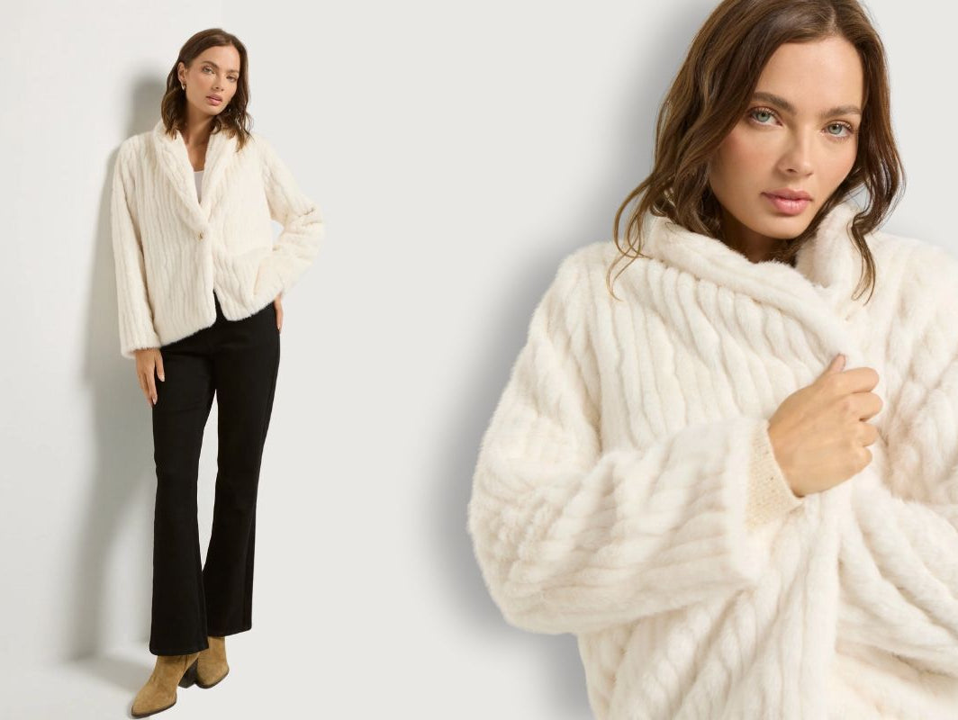 Rachael on the Luna Faux Fur Jacket