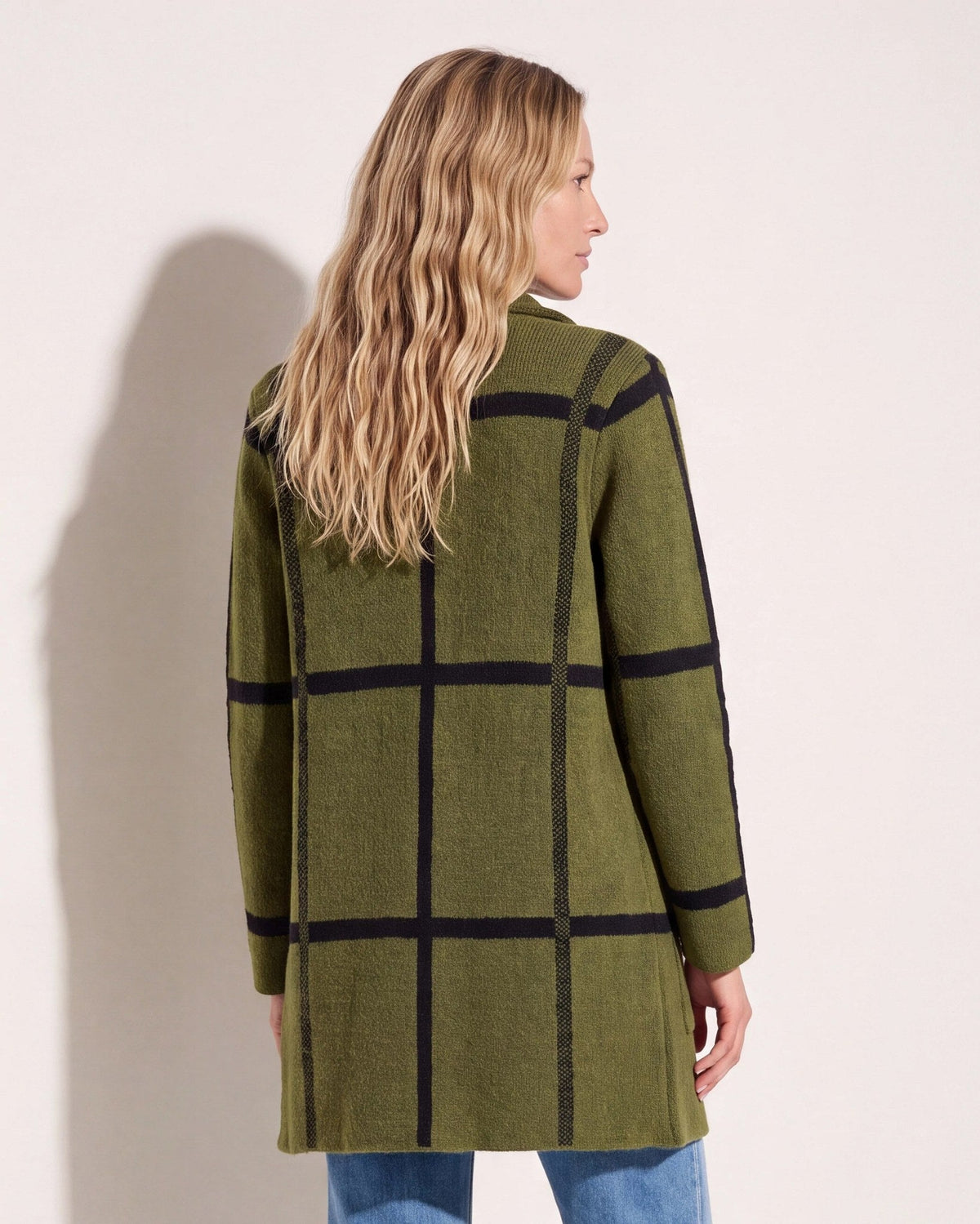 Olive/Black $|& OneWorld Plaid Sweater Coatigan - SOF Side