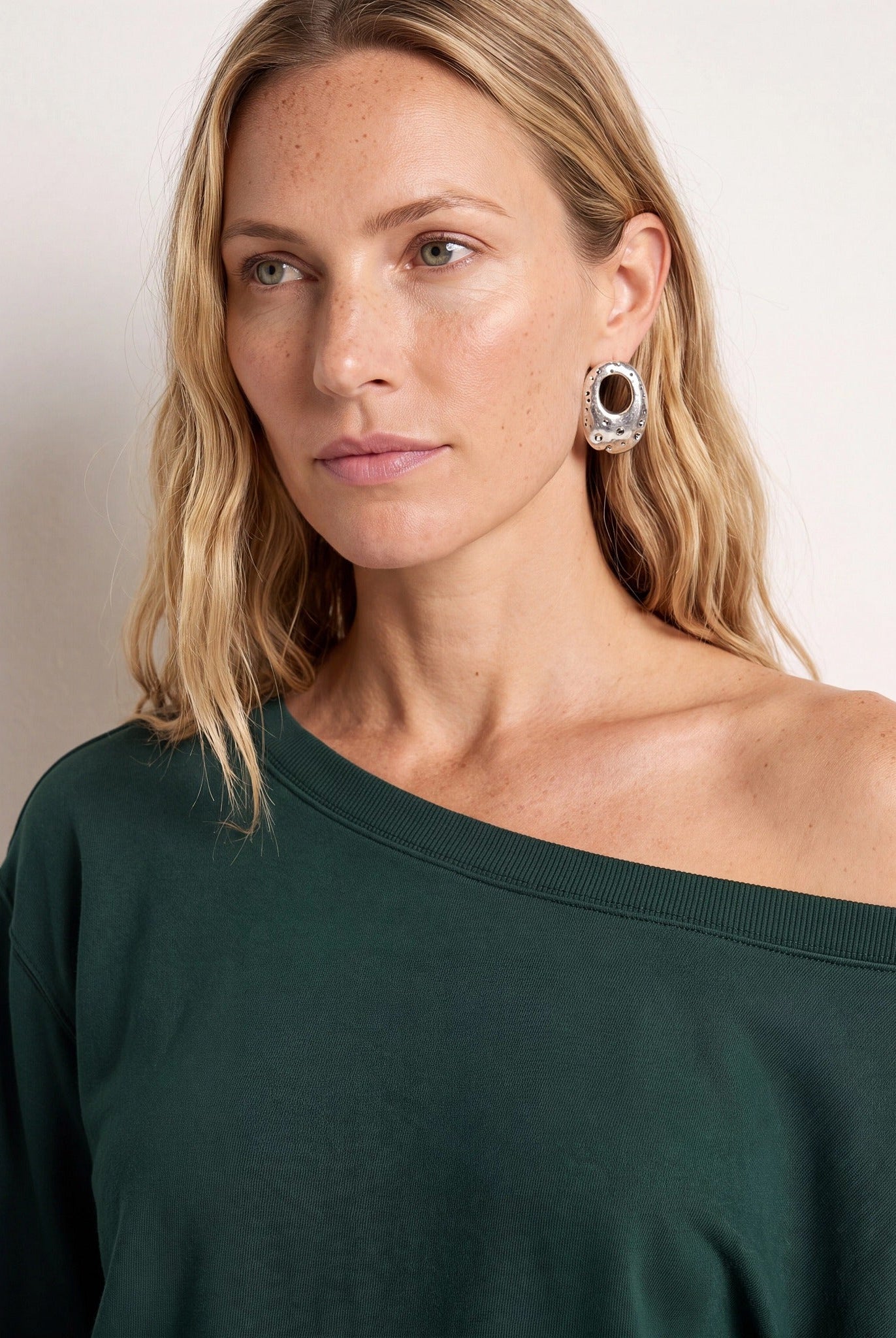 Hunter Green $|& SEAS Brooksville One Shoulder Sweatshirt - SOF Back