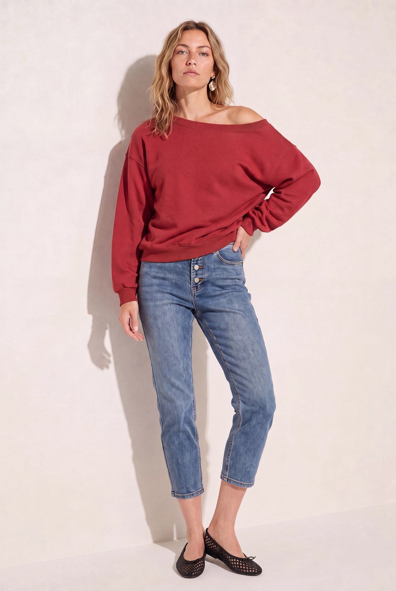 Rosewood $|& SEAS Brooksville One Shoulder Sweatshirt - UGC On Fig