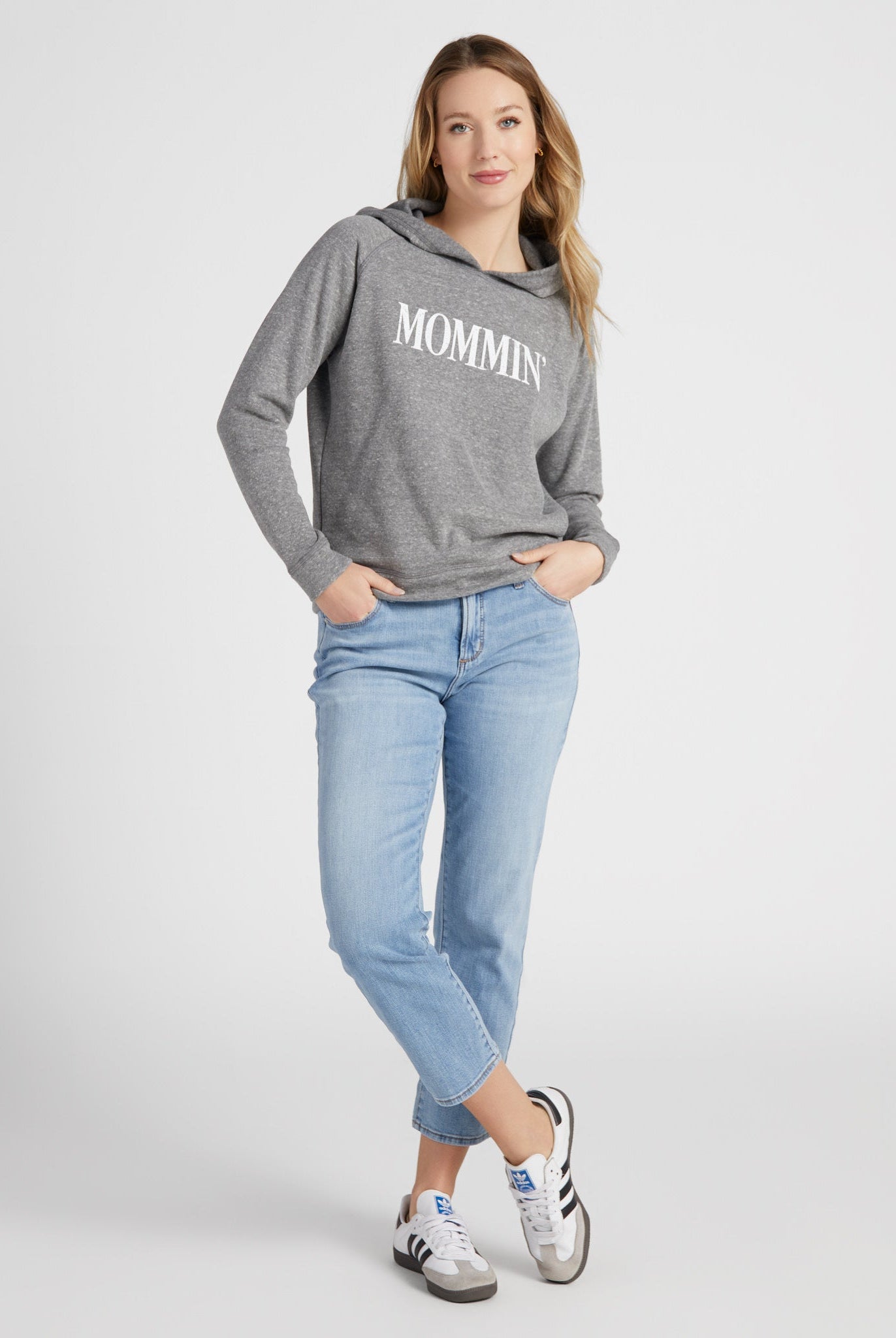 Heather Grey $|& SEAS Mommin' Graphic Hoodie - SOF Full Front