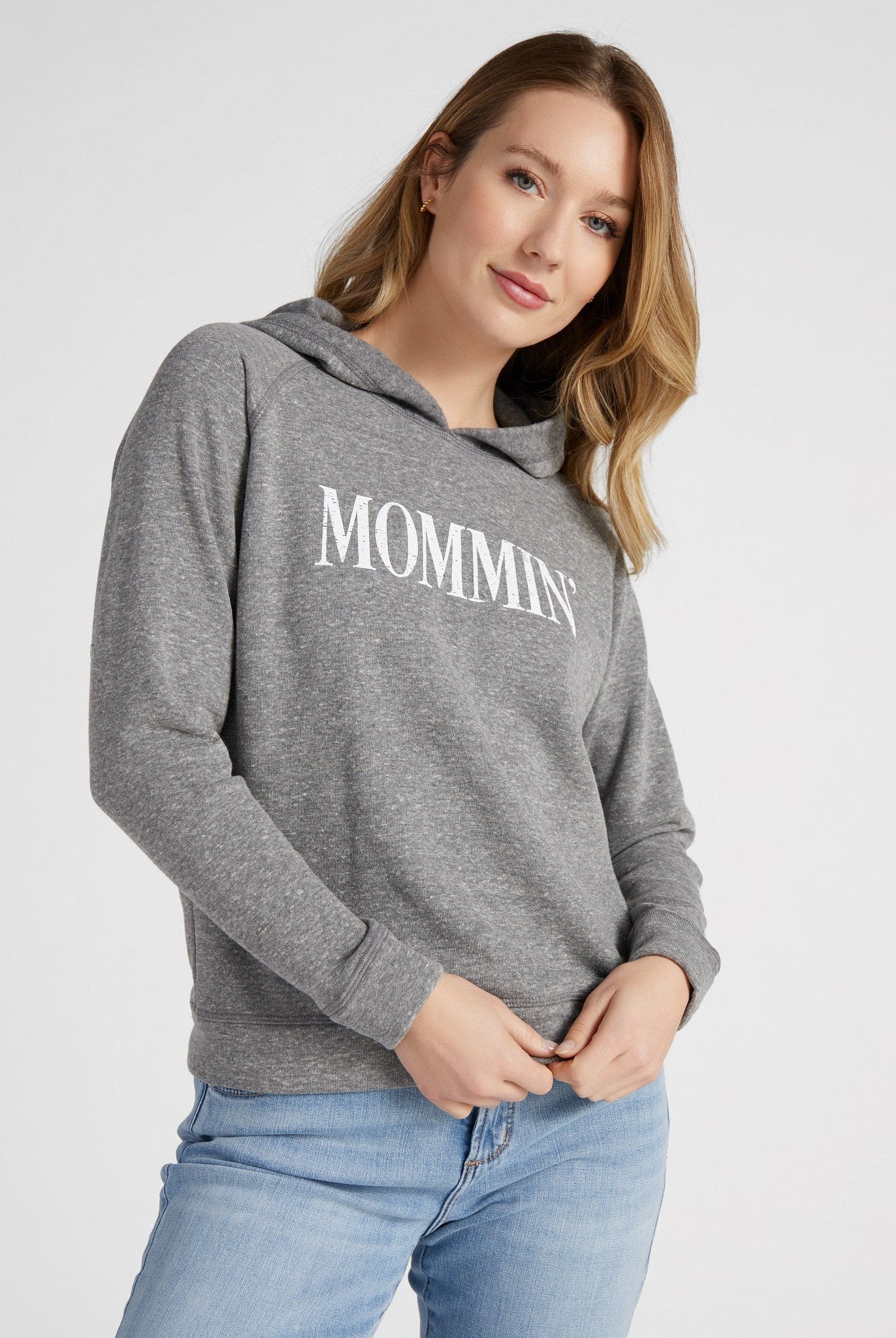 Heather Grey $|& SEAS Mommin' Graphic Hoodie - SOF Front