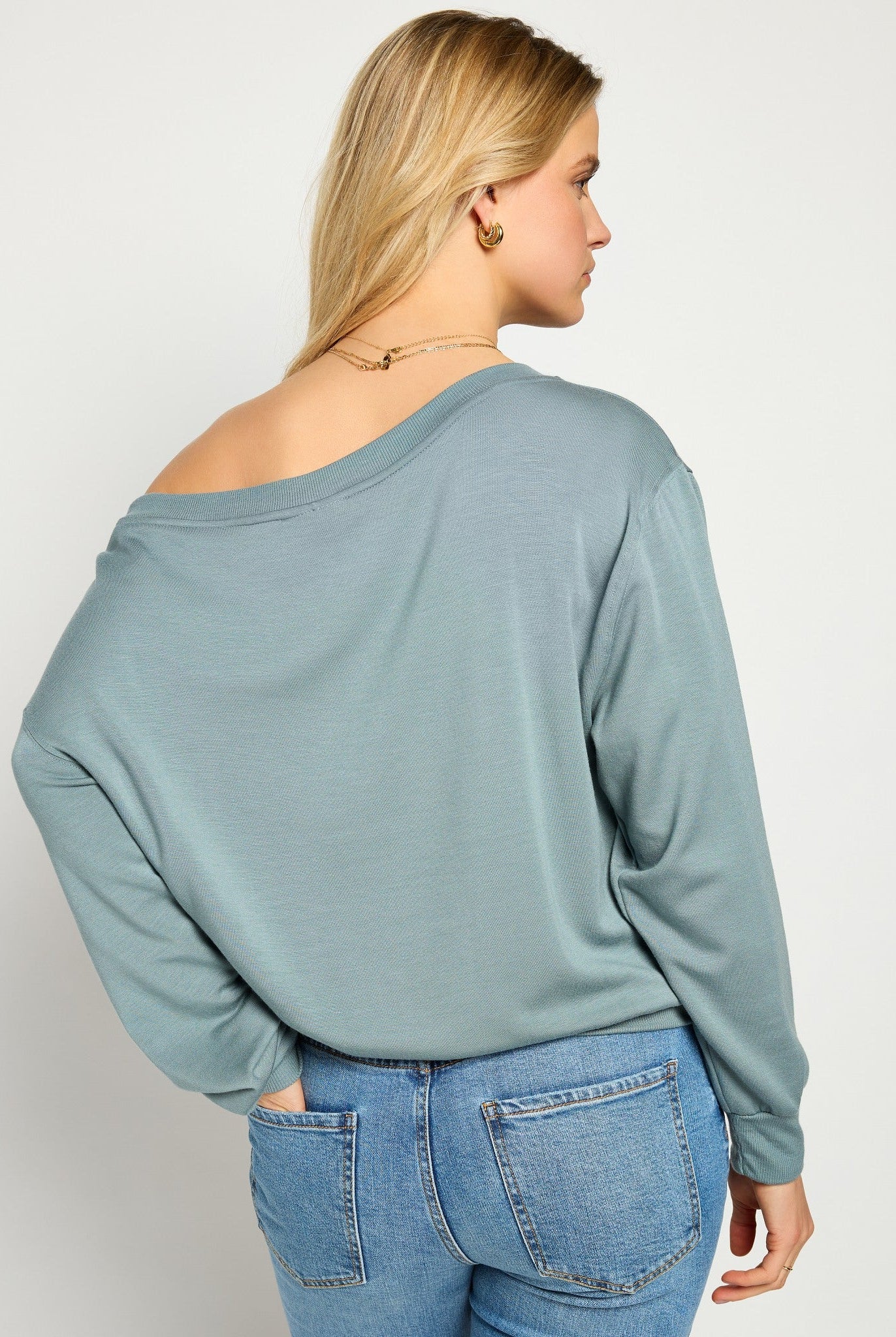Goblin Blue $|& SEAS Brooksville One Shoulder Sweatshirt - SOF Full Front