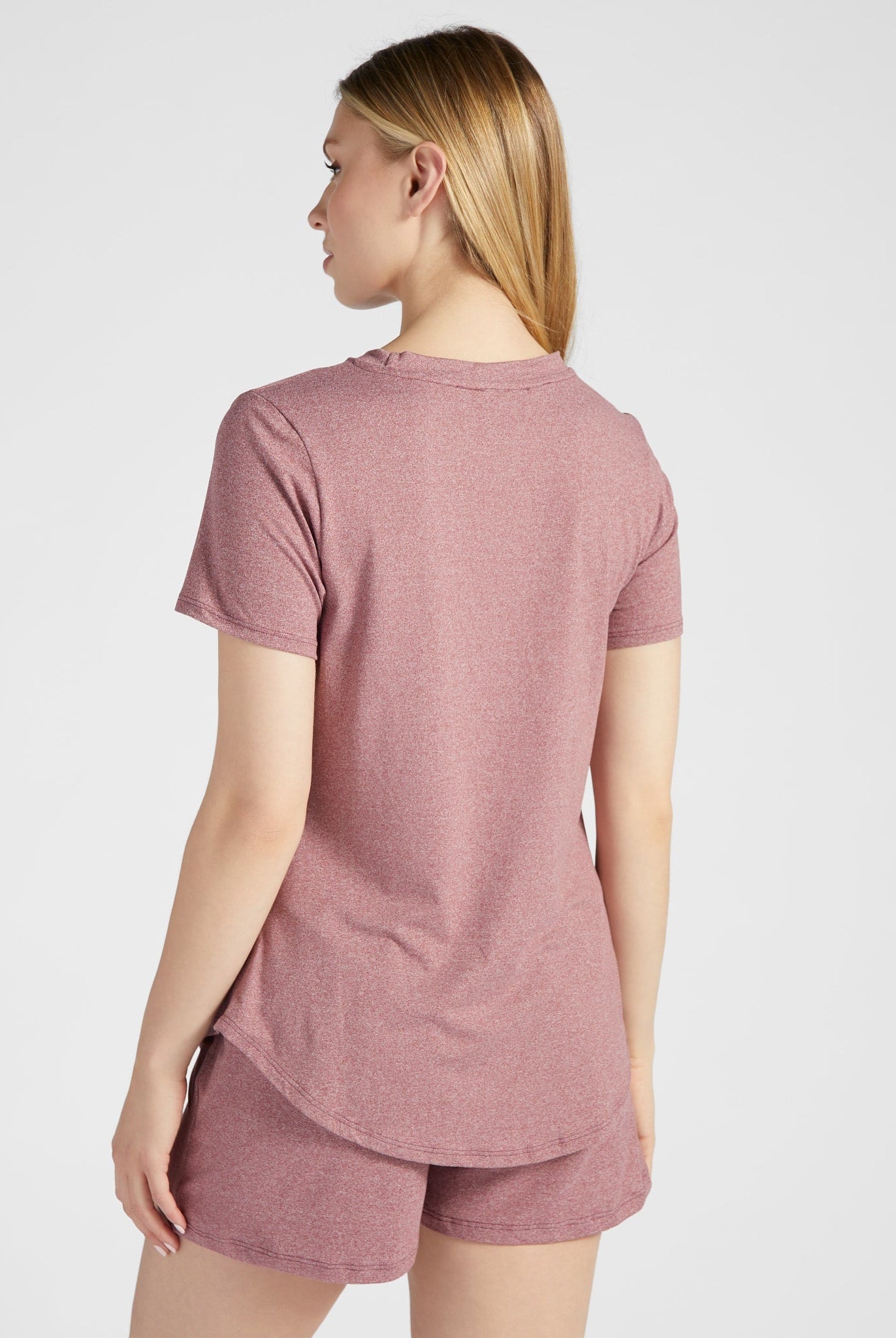 Heather Plum $|& 78&SUNNY Heather Tee and Short Sleep Set - SOF Back