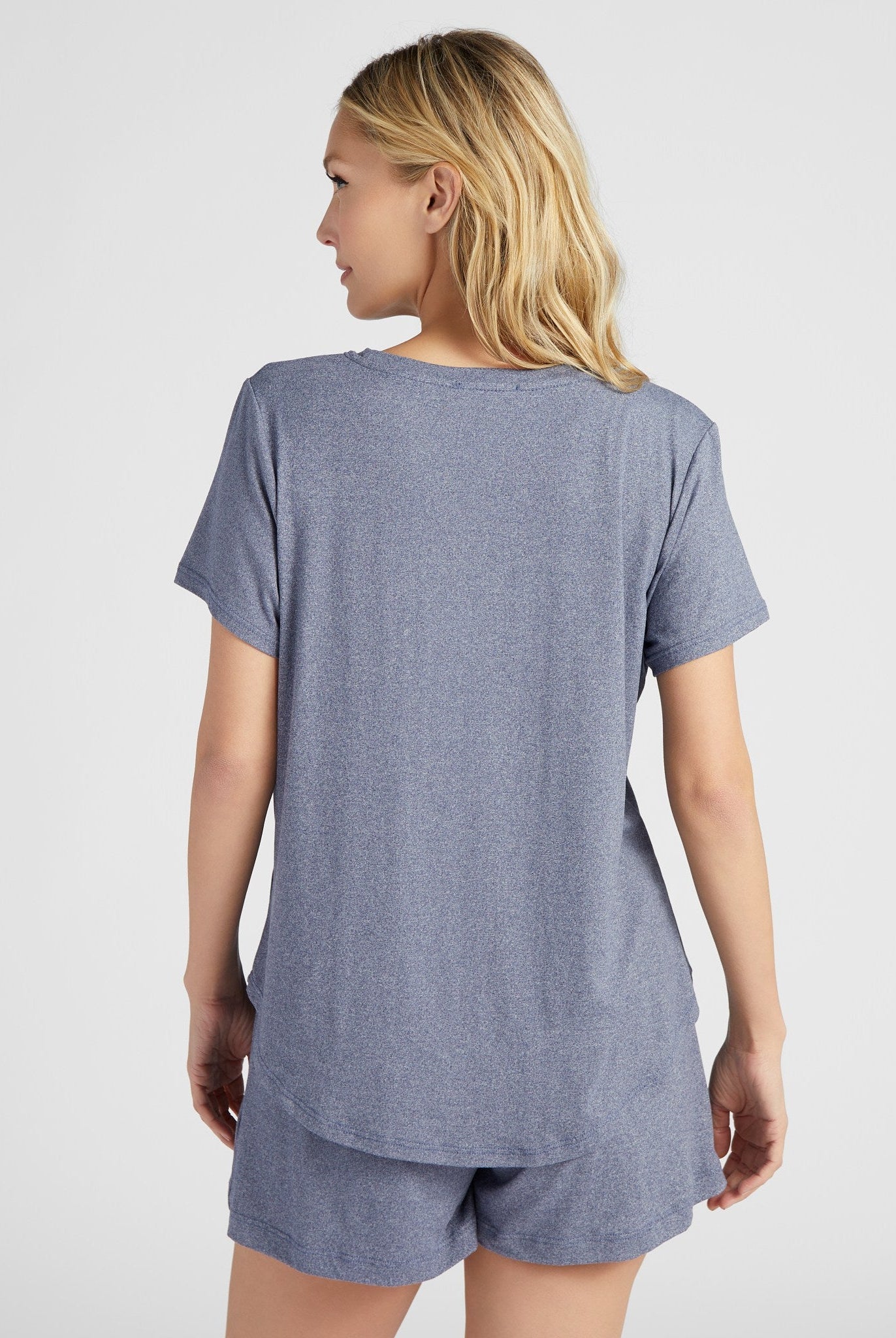 Heather Blue $|& 78&SUNNY Heather Tee and Short Sleep Set - SOF Back