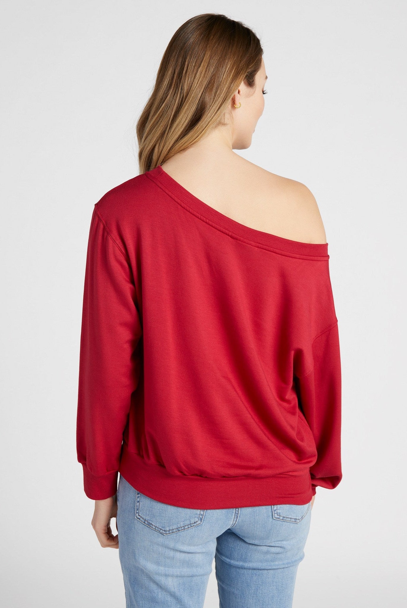 Chili Pepper $|& SEAS Brooksville One Shoulder Sweatshirt - SOF Back