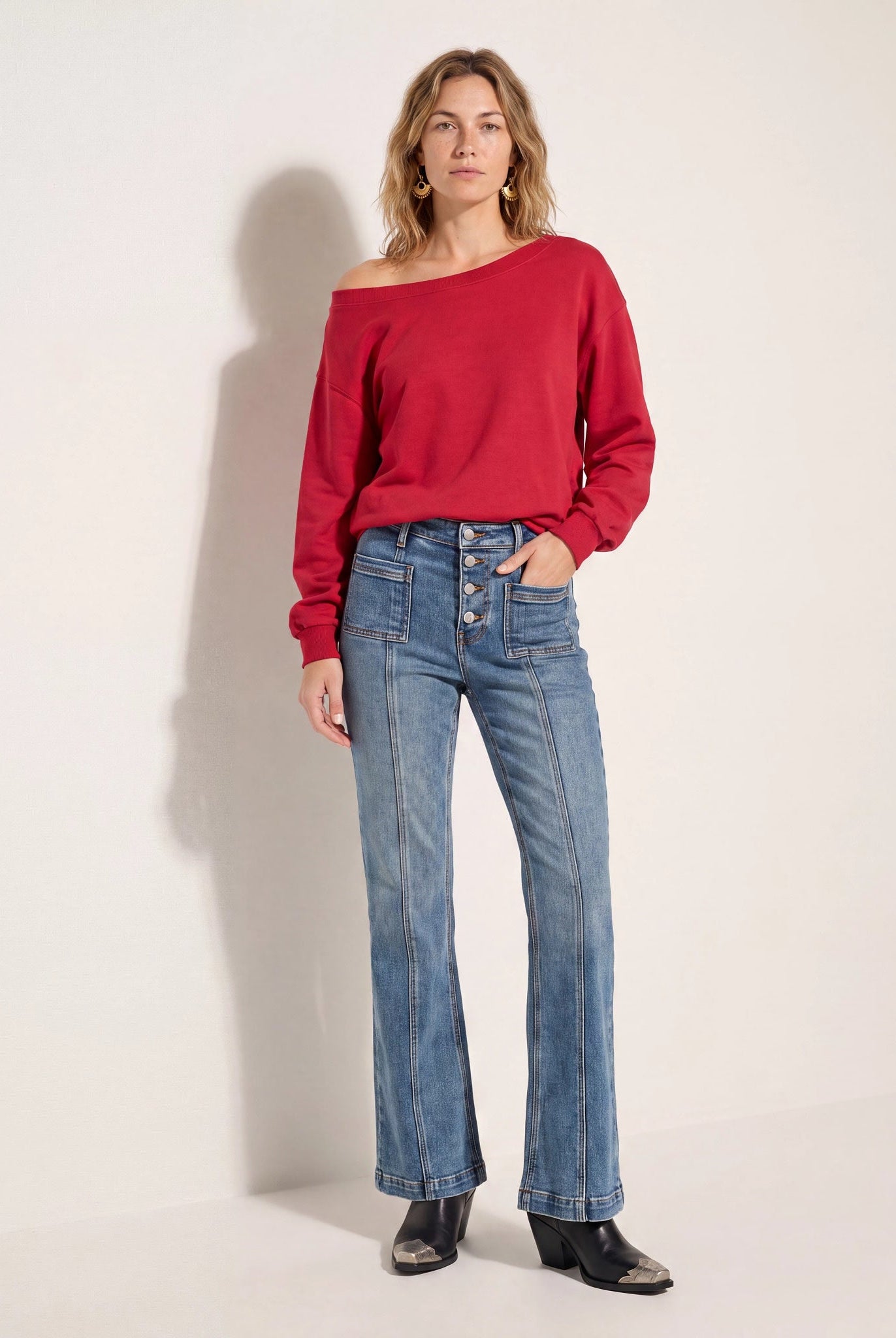 Chili Pepper $|& SEAS Brooksville One Shoulder Sweatshirt - UGC On Fig