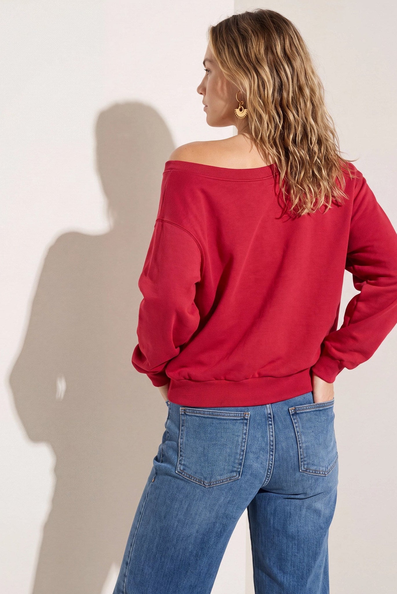 Chili Pepper $|& SEAS Brooksville One Shoulder Sweatshirt - SOF Back