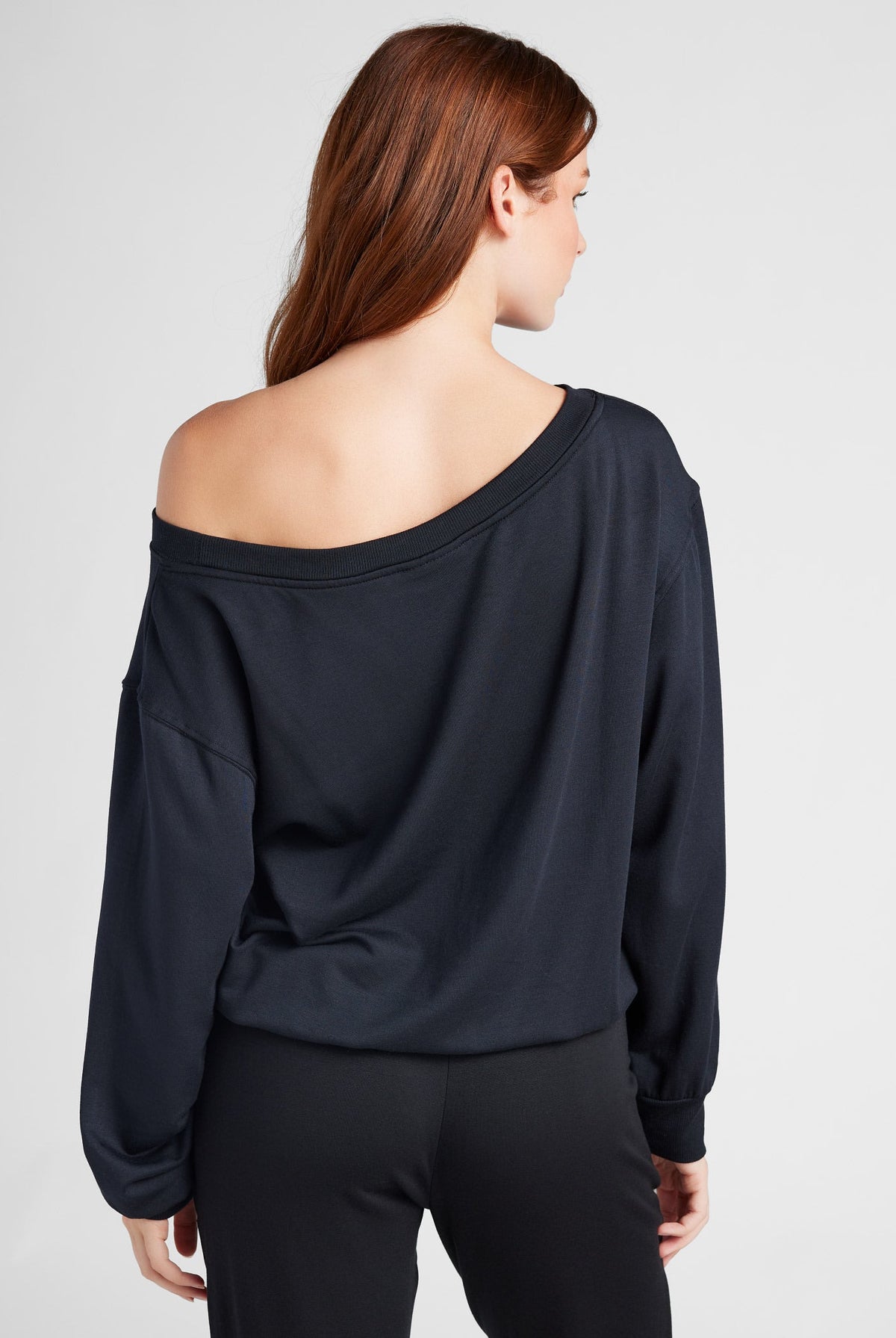 Black $|& SEAS Over the Clouds One Shoulder Top - SOF Back