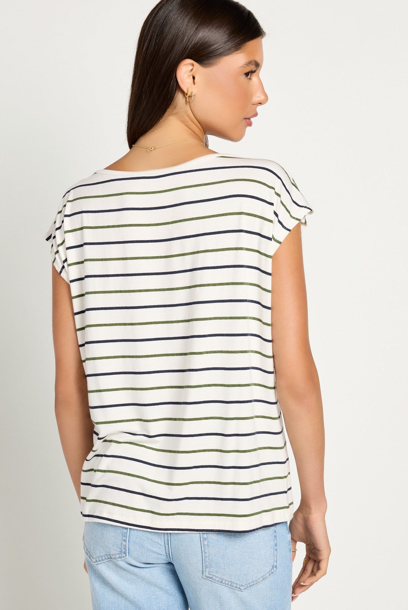 Natural/Nymph/Indin $|& SEAS Brentwood Boat Neck Stripe Top - SOF Back
