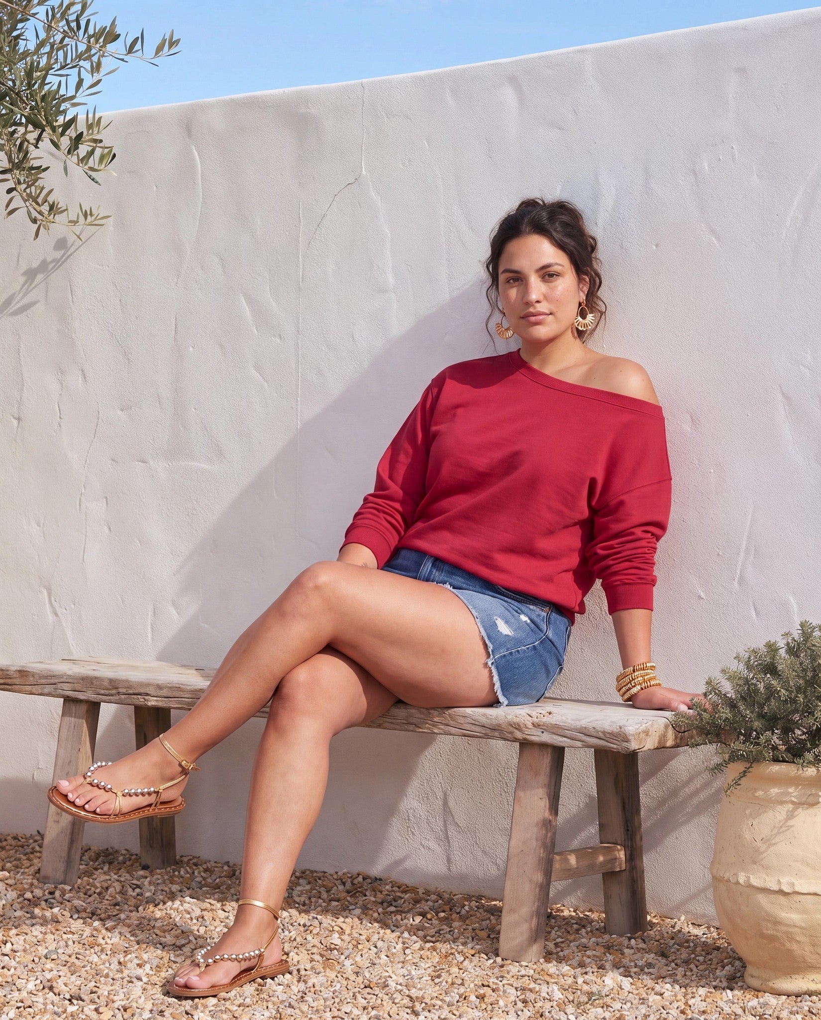 Chilli Pepper $|& SEAS Brooksville One Shoulder Sweatshirt - SOF Side