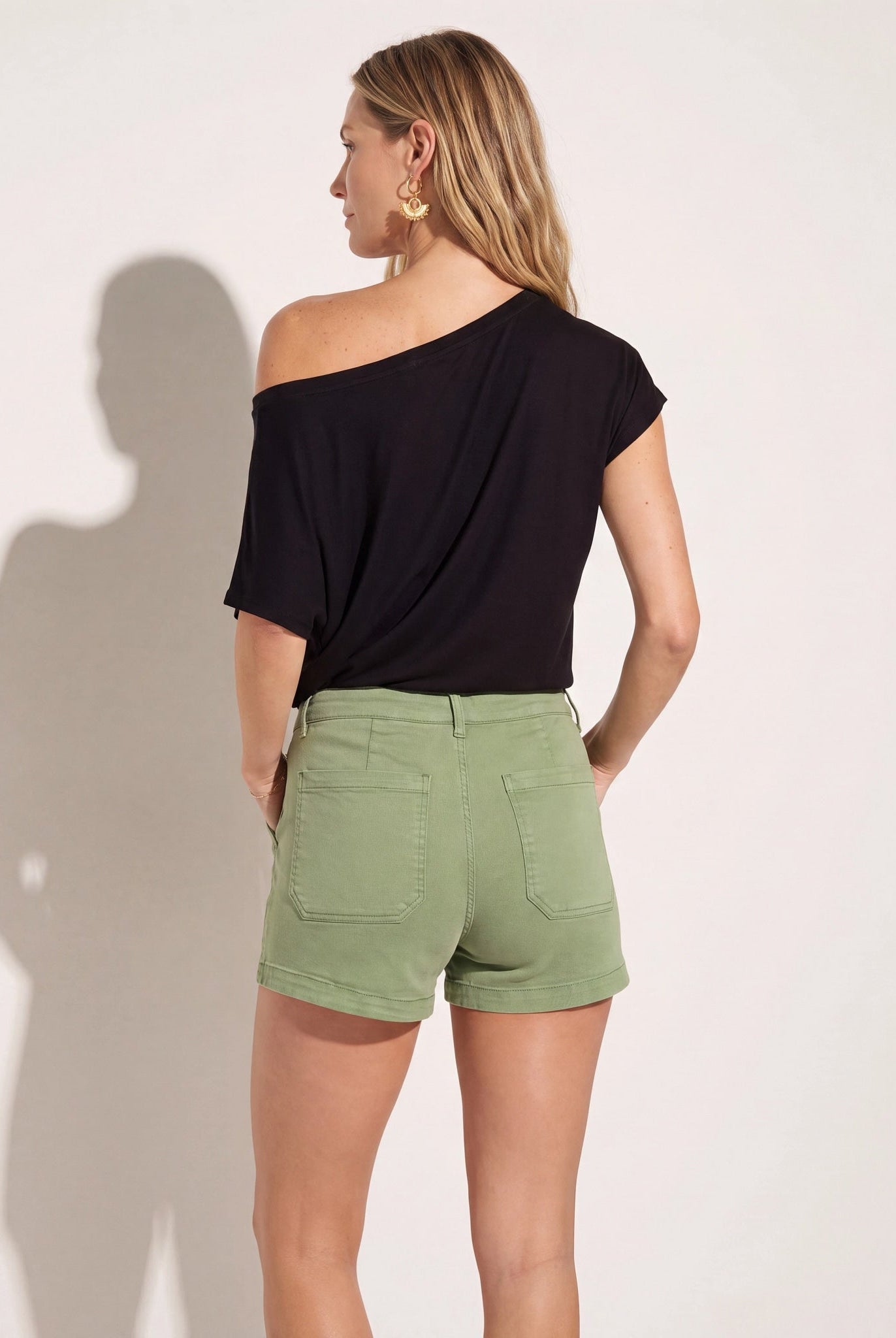 Black $|& SEAS Edgewater Off The Shoulder Tee - SOF Side