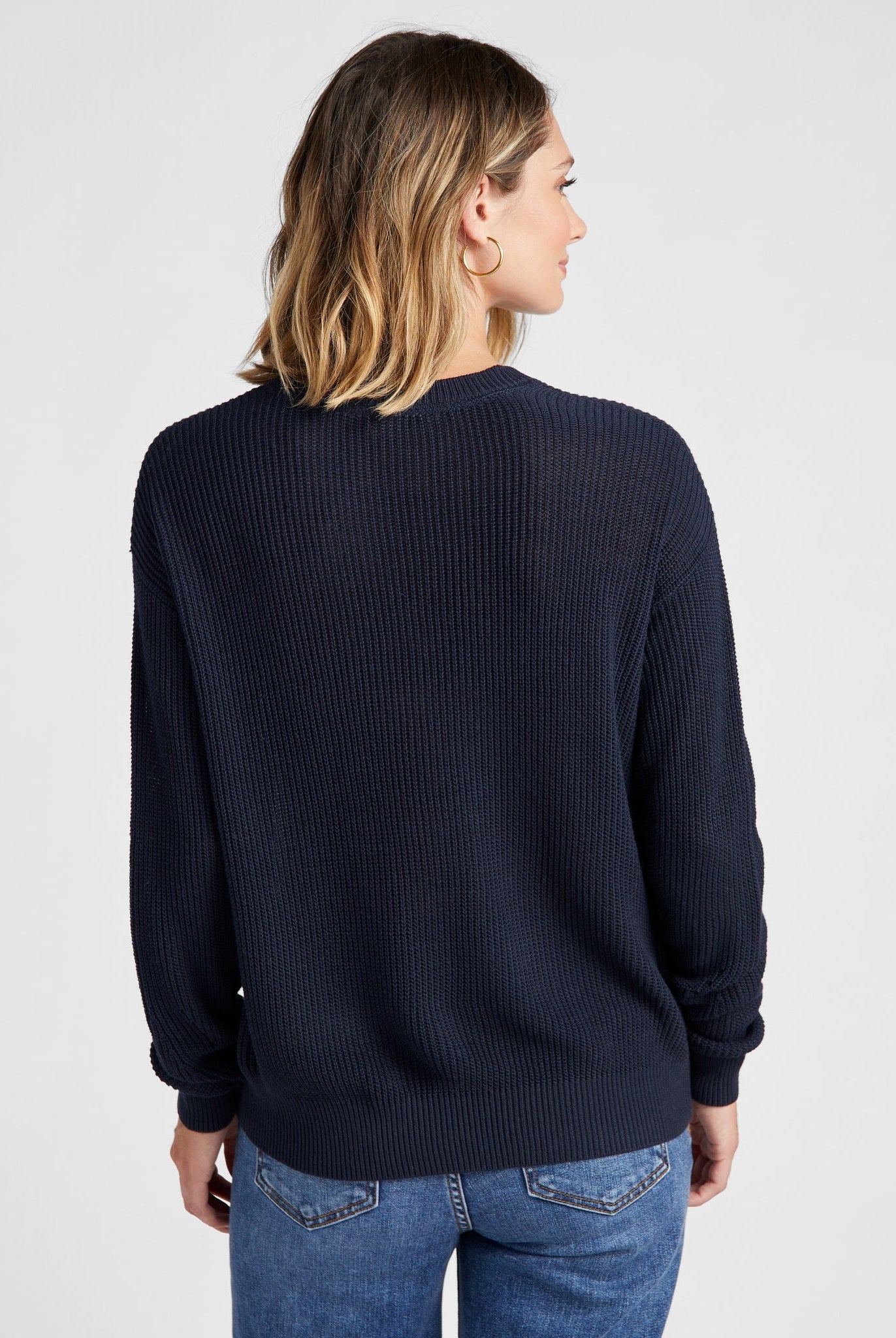 Navy $|& SEAS Coastal Crewneck Pullover Sweater - SOF Back