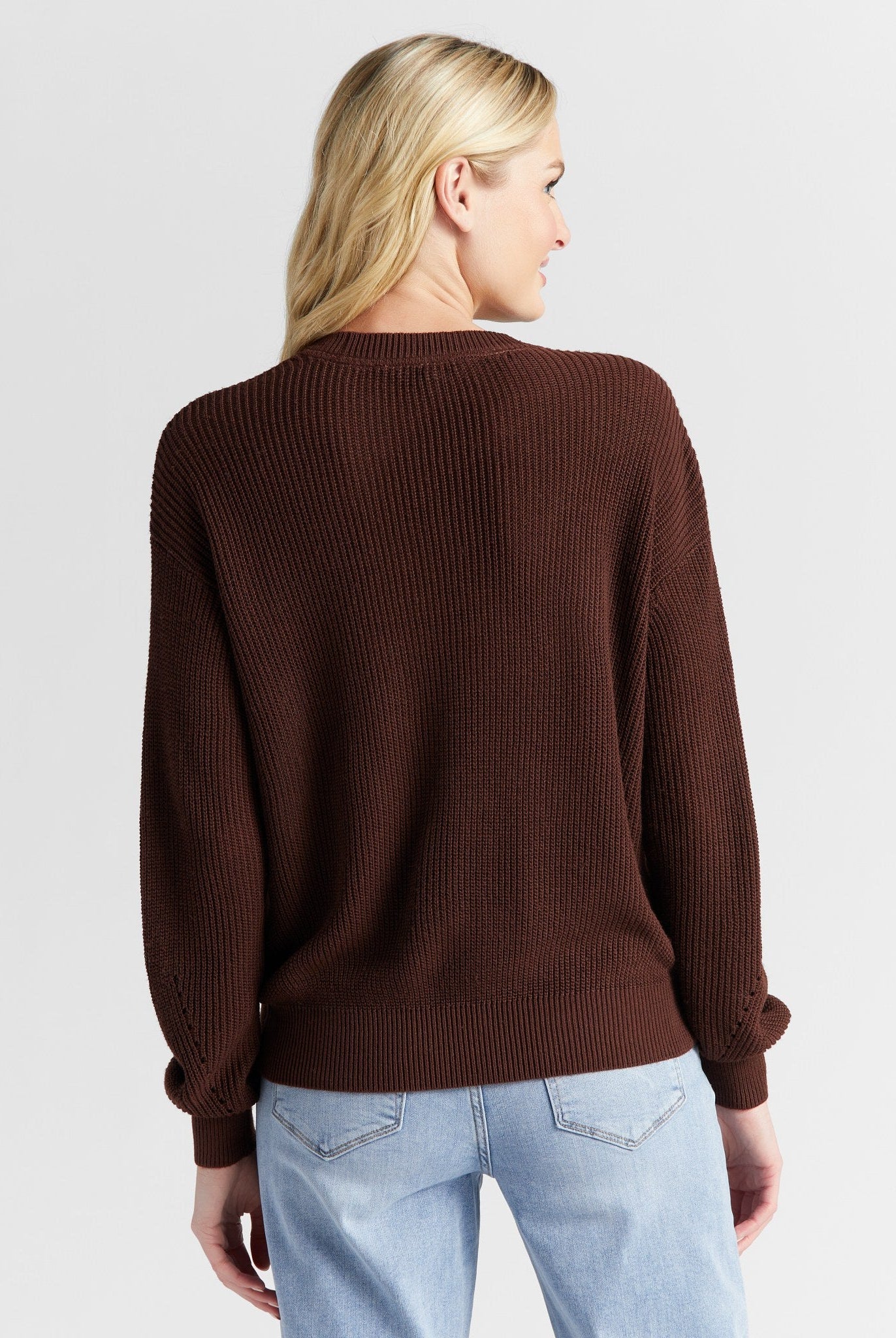 Chocolate $|& SEAS Coastal Crewneck Pullover Sweater - SOF Back