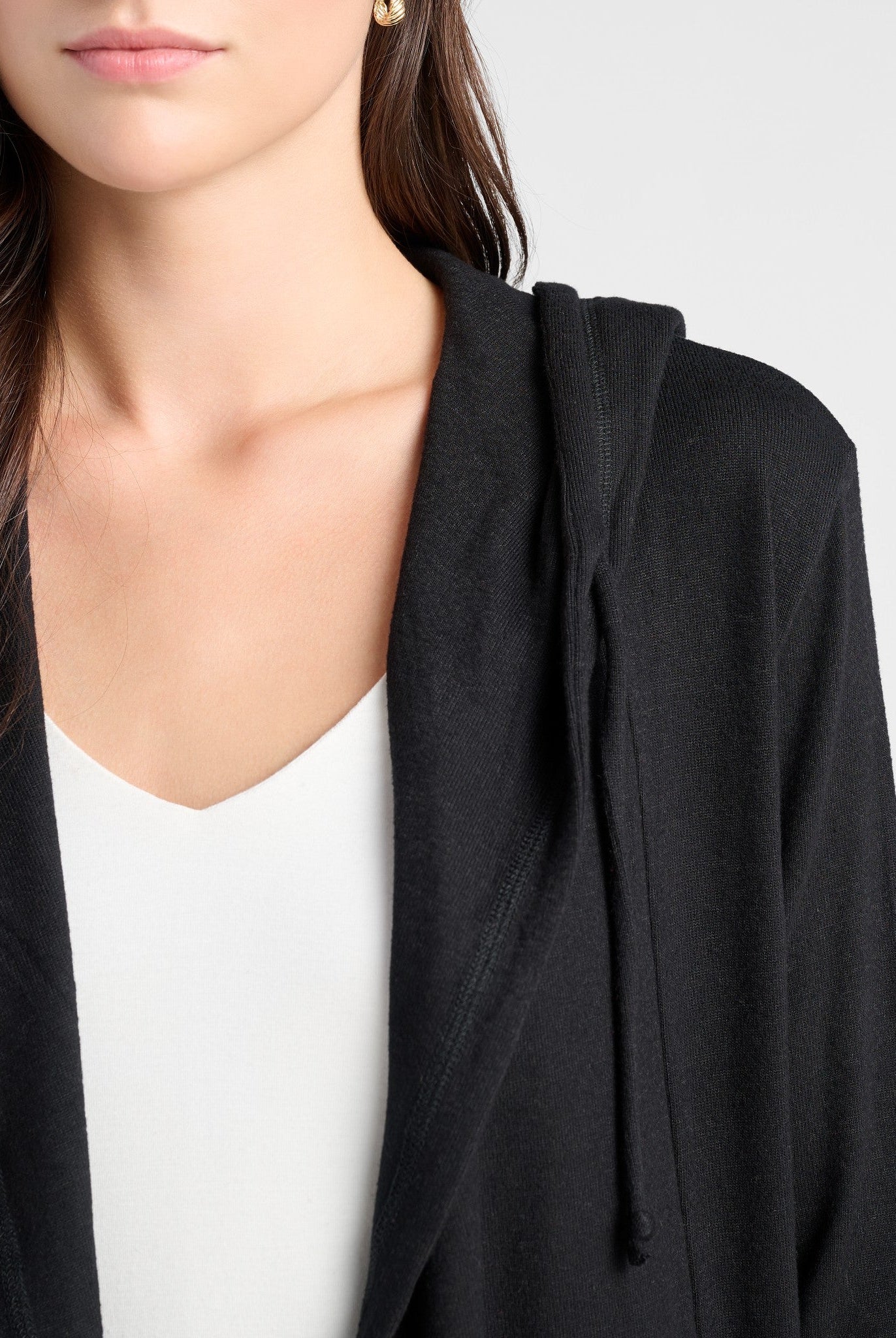 Black $|& SEAS Laguna Hooded Cardigan - SOF Detail