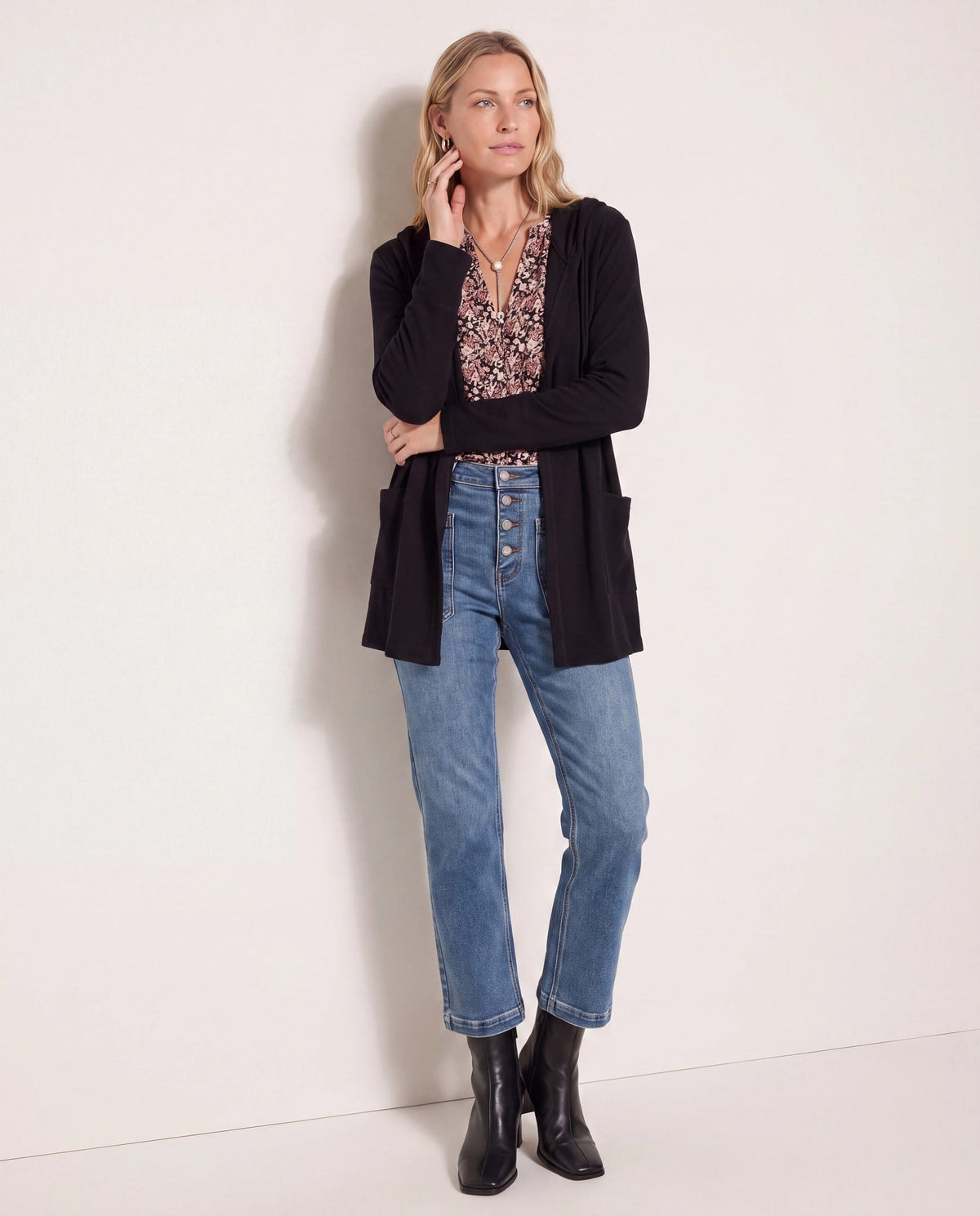 Black $|& SEAS Laguna Hooded Cardigan - SOF Back