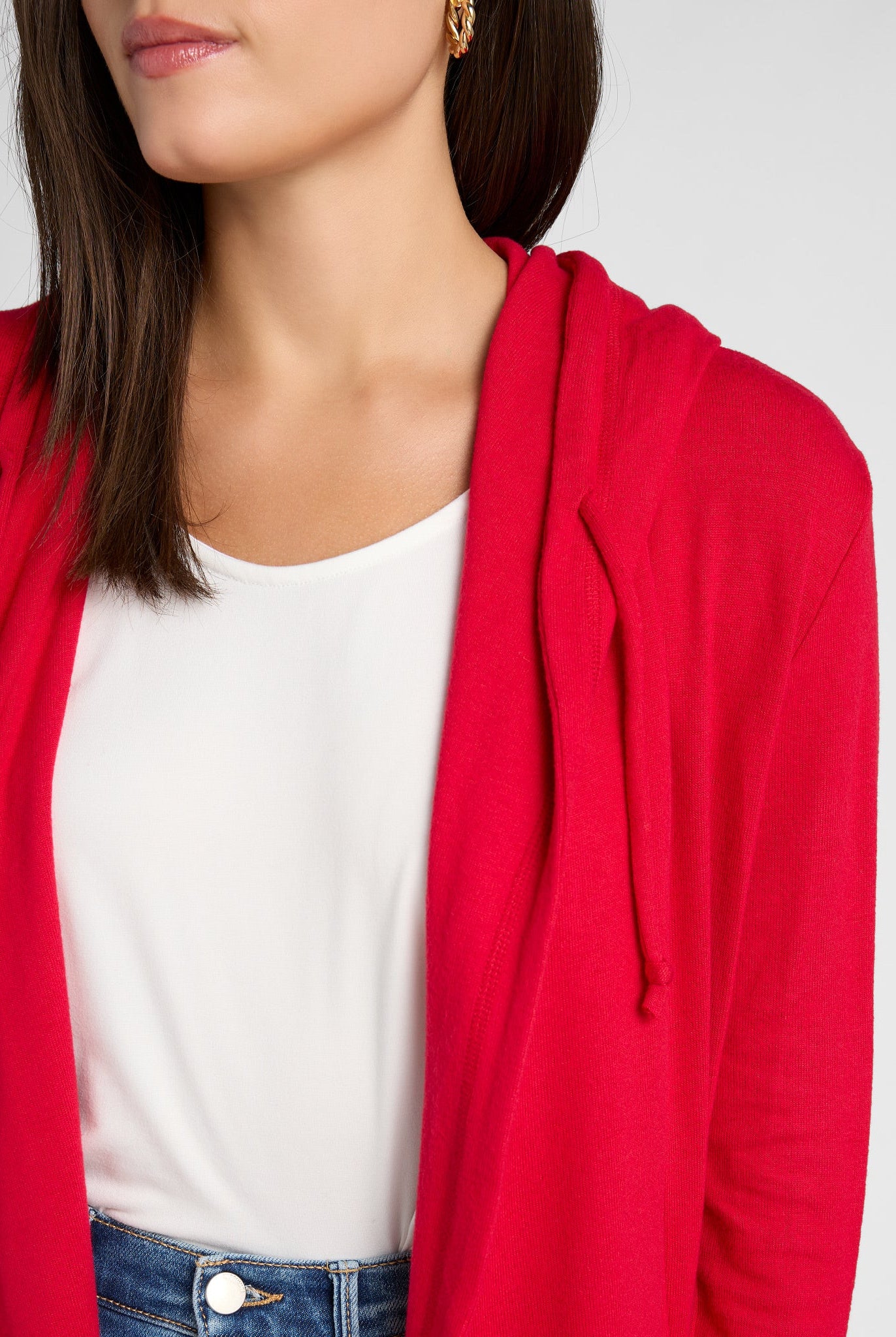 Chili Pepper $|& SEAS Laguna Hooded Cardigan - SOF Detail