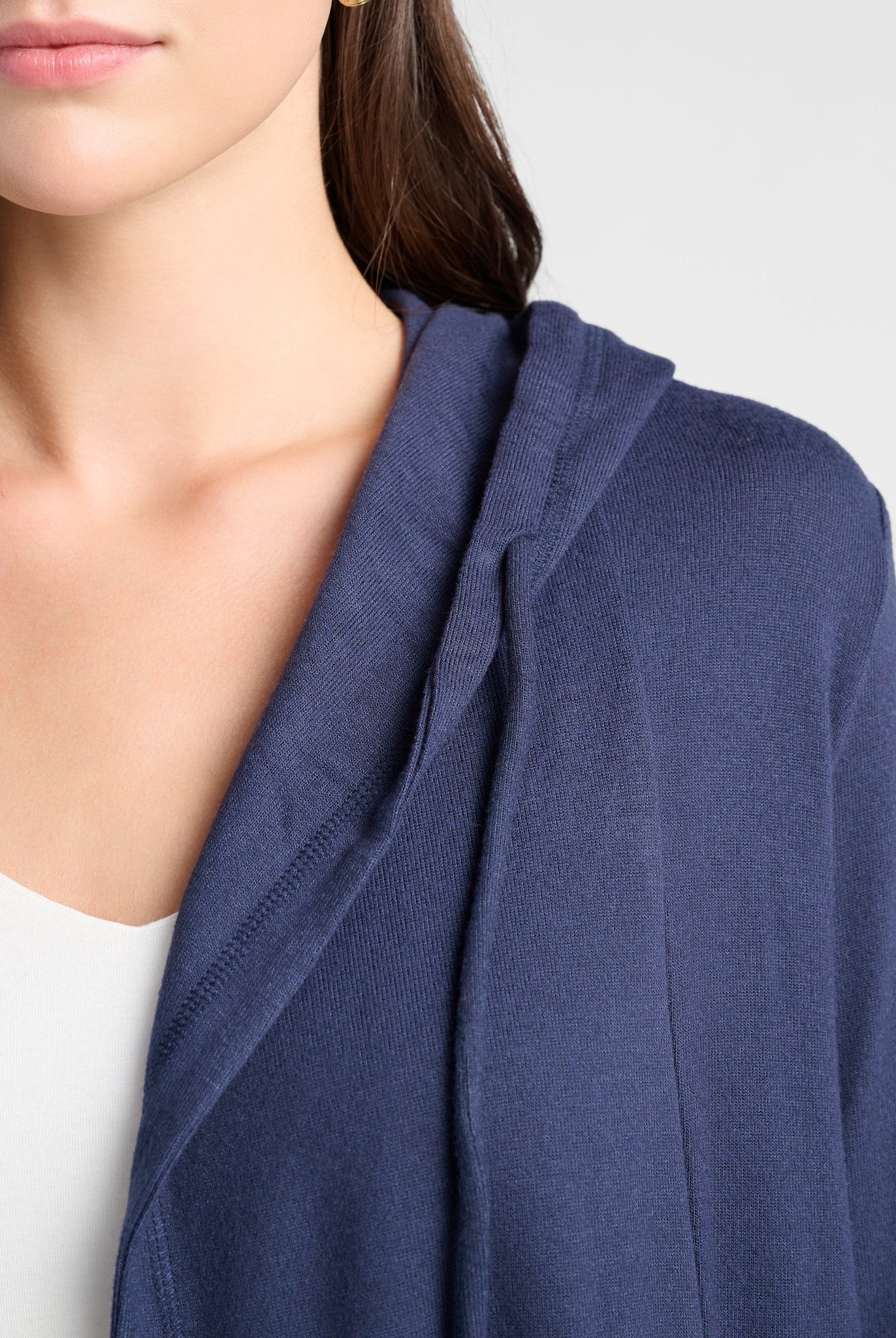 Navy $|& SEAS Laguna Hooded Cardigan - SOF Detail