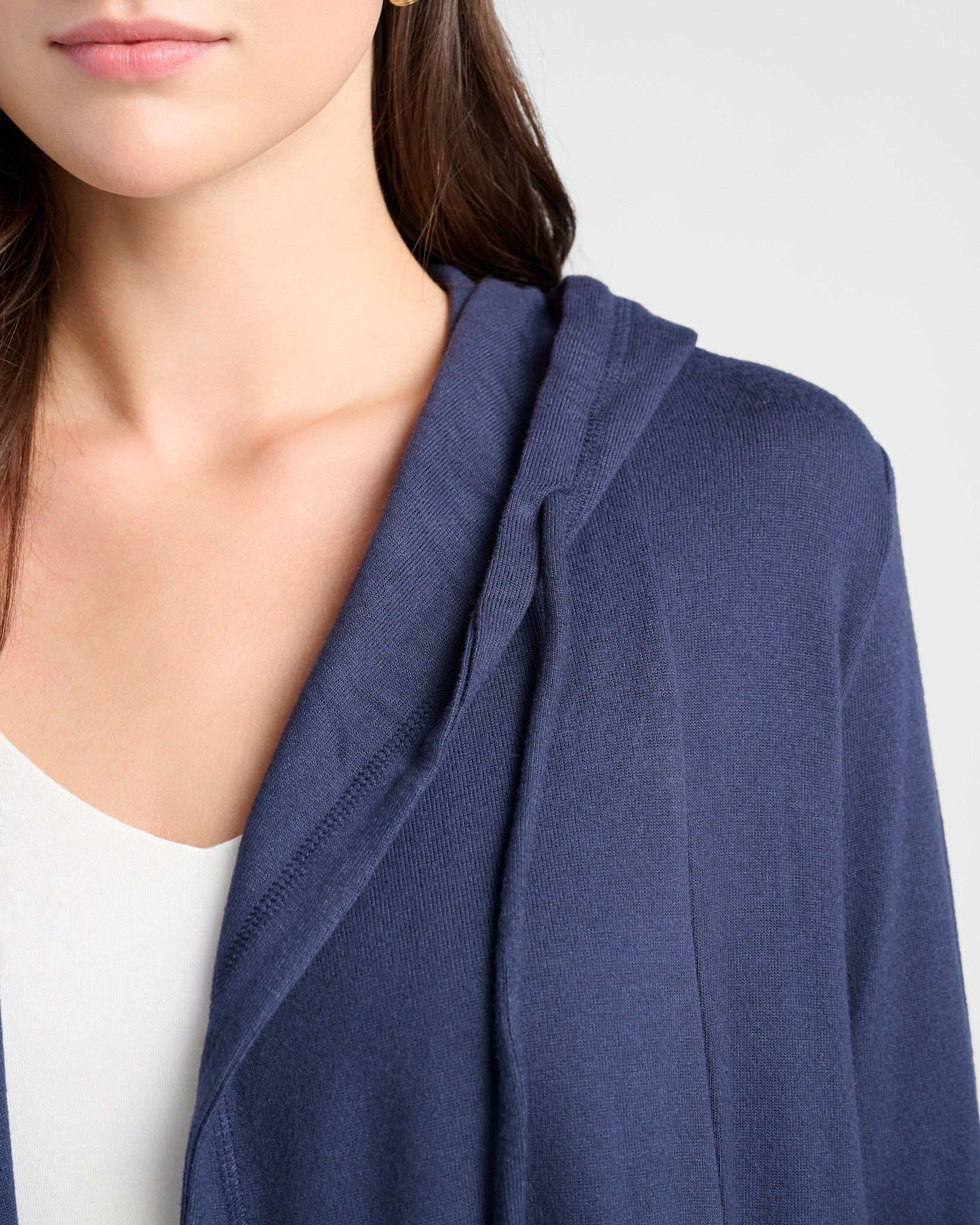 Navy $|& SEAS Laguna Hooded Cardigan - SOF Detail