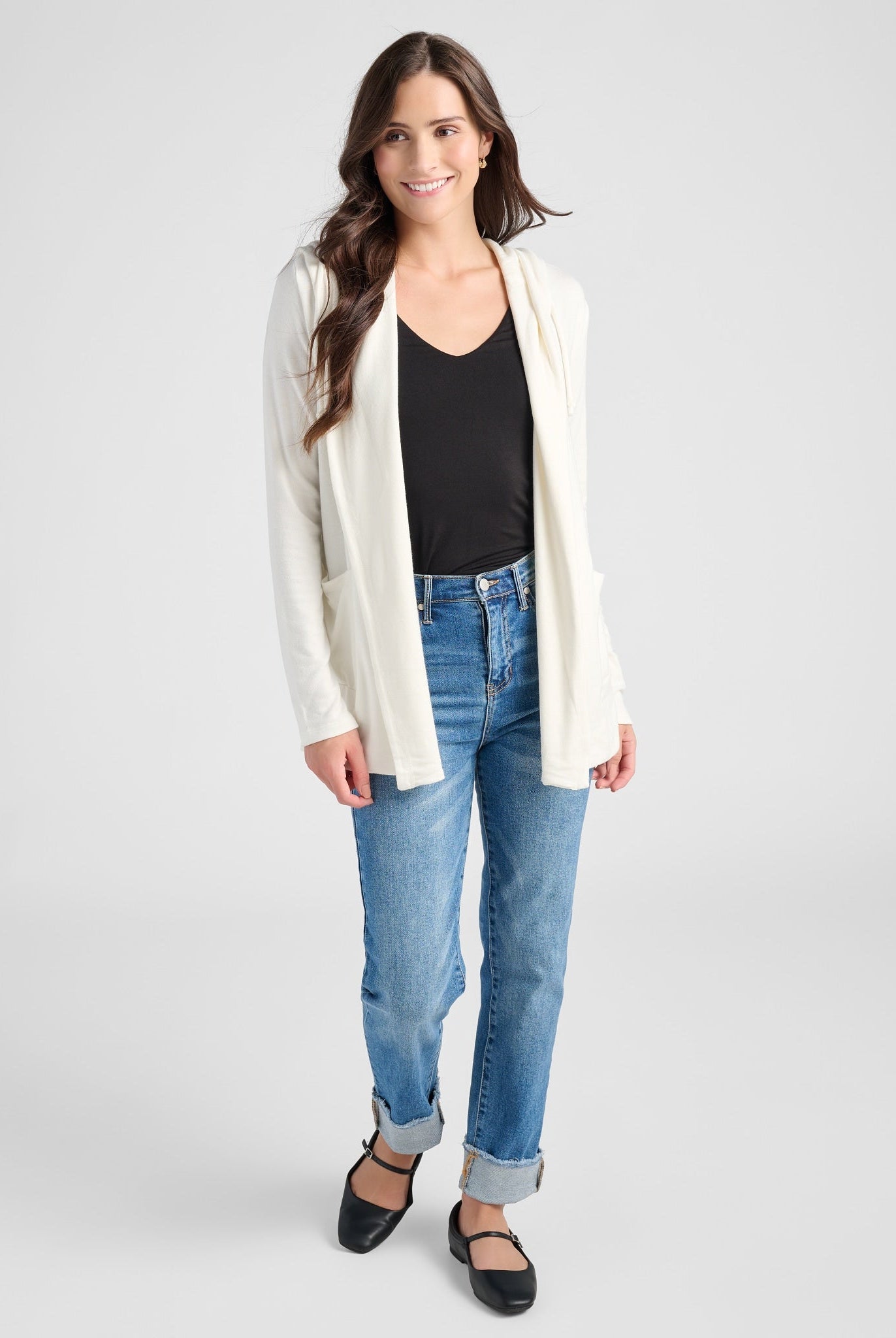 Cream $|& SEAS Laguna Hooded Cardigan - SOF Full Front