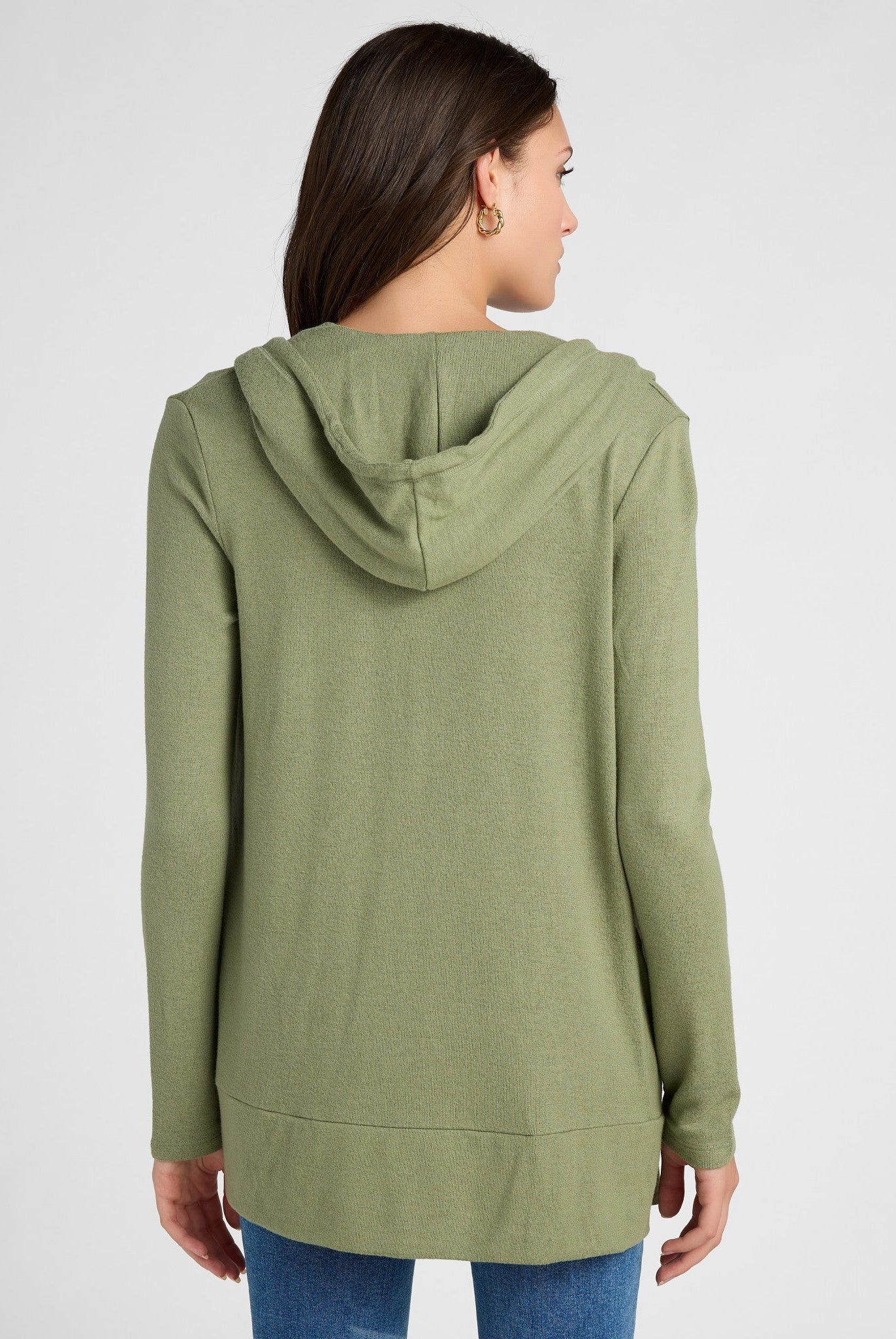 Heather Olive $|& SEAS Laguna Hooded Cardigan - SOF Back