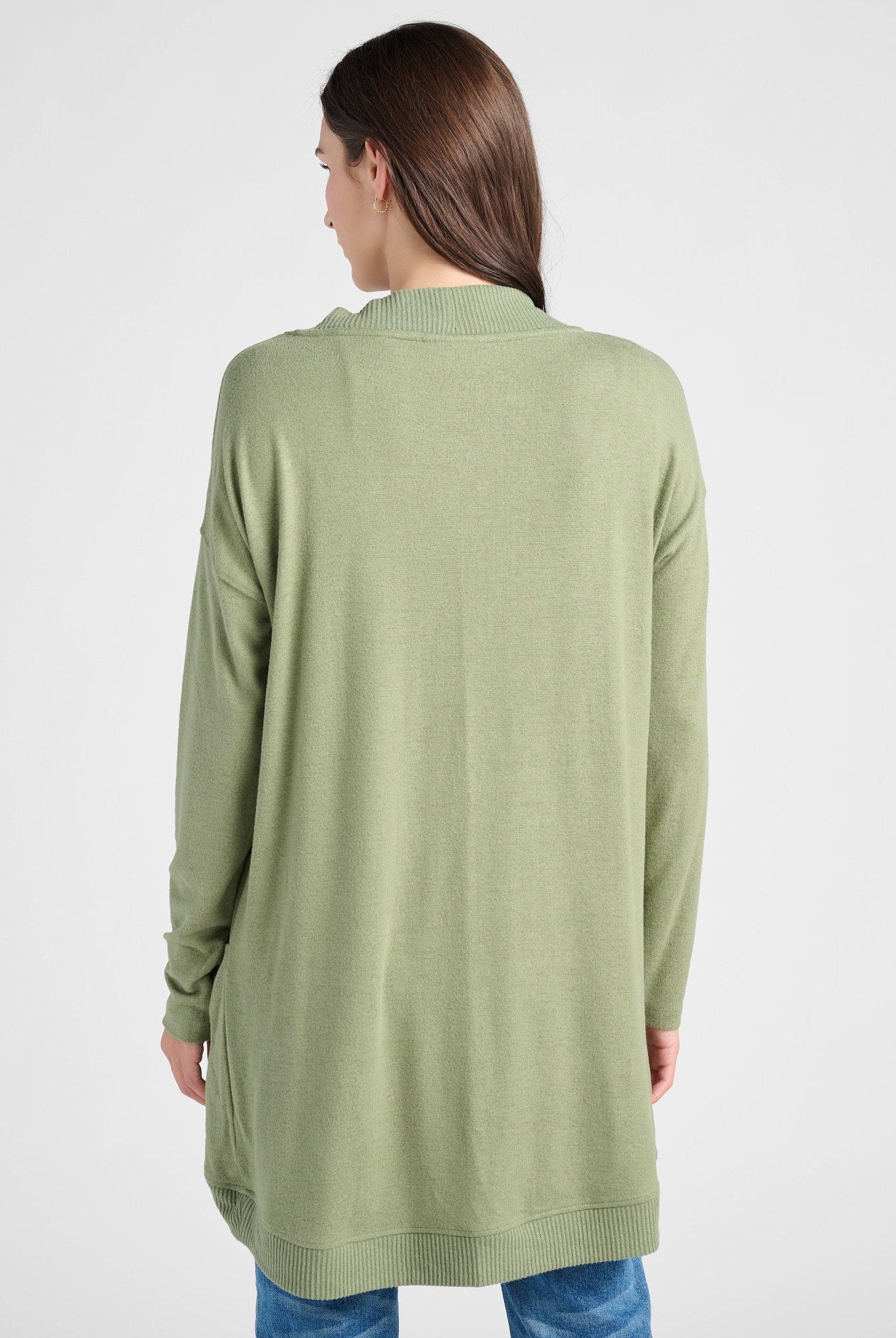 Heather Olive $|& SEAS Cocoon Cardigan - SOF Back