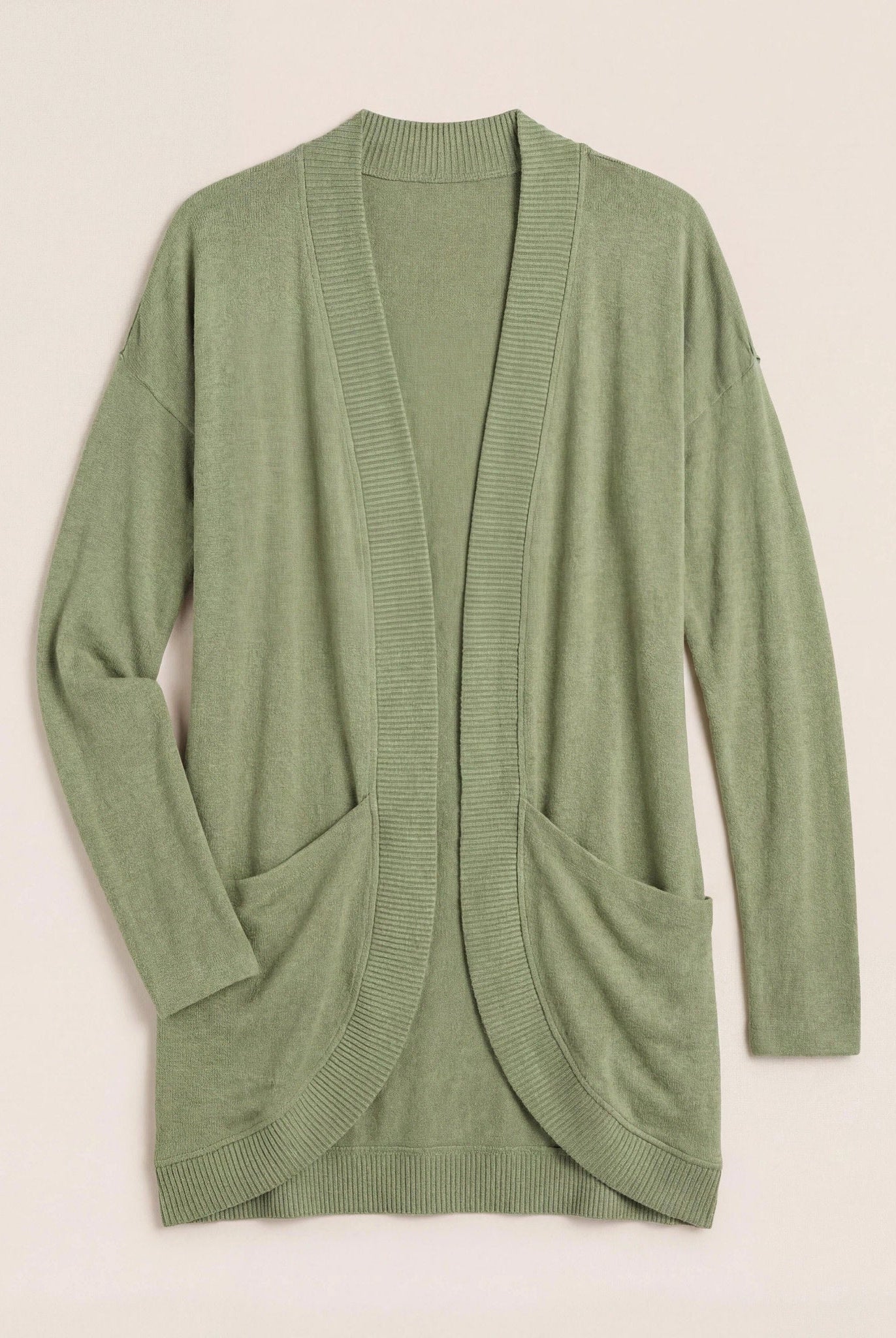 Heather Olive $|& SEAS Cocoon Cardigan - Hanger Detail