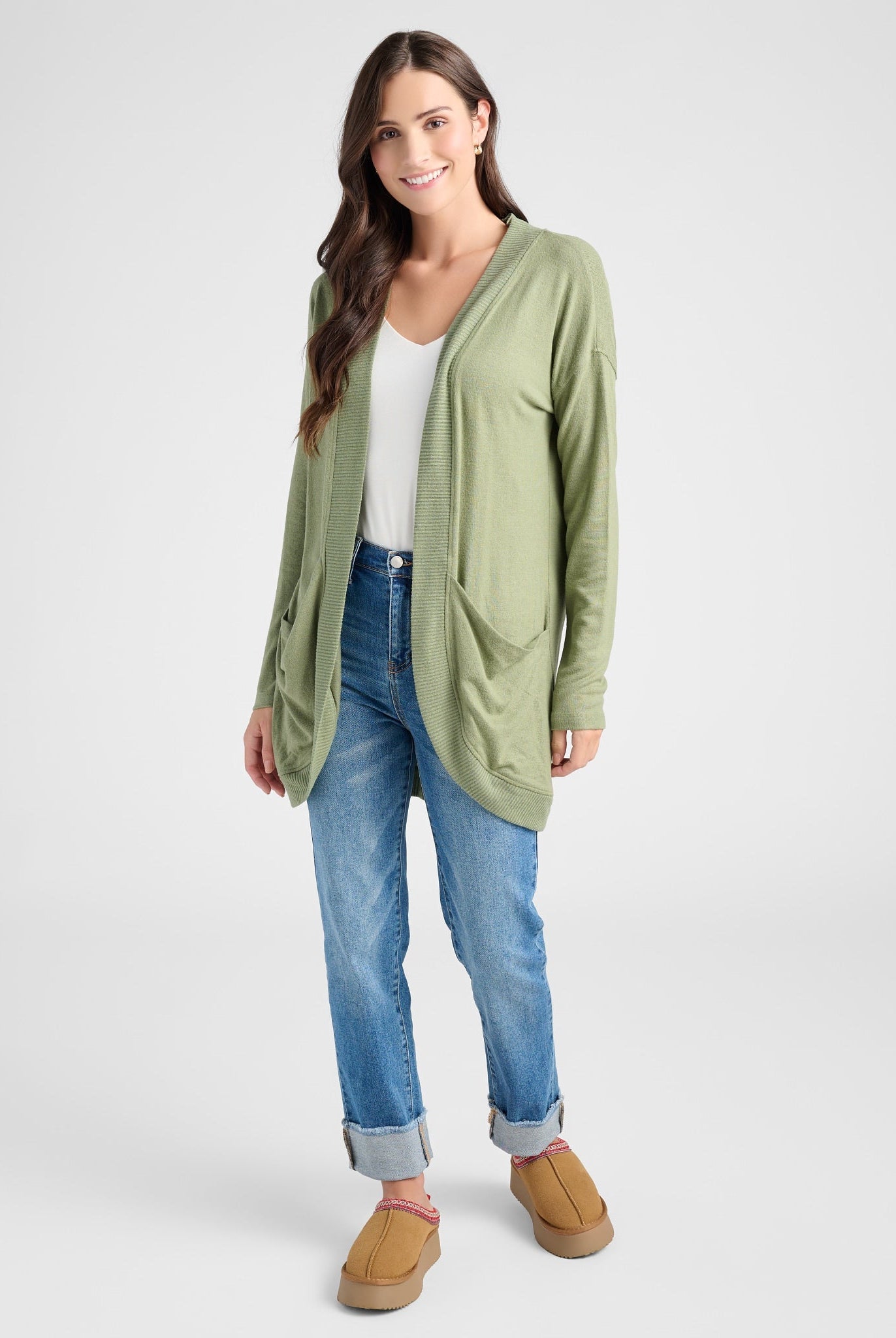 Heather Olive $|& SEAS Cocoon Cardigan - SOF Full Front