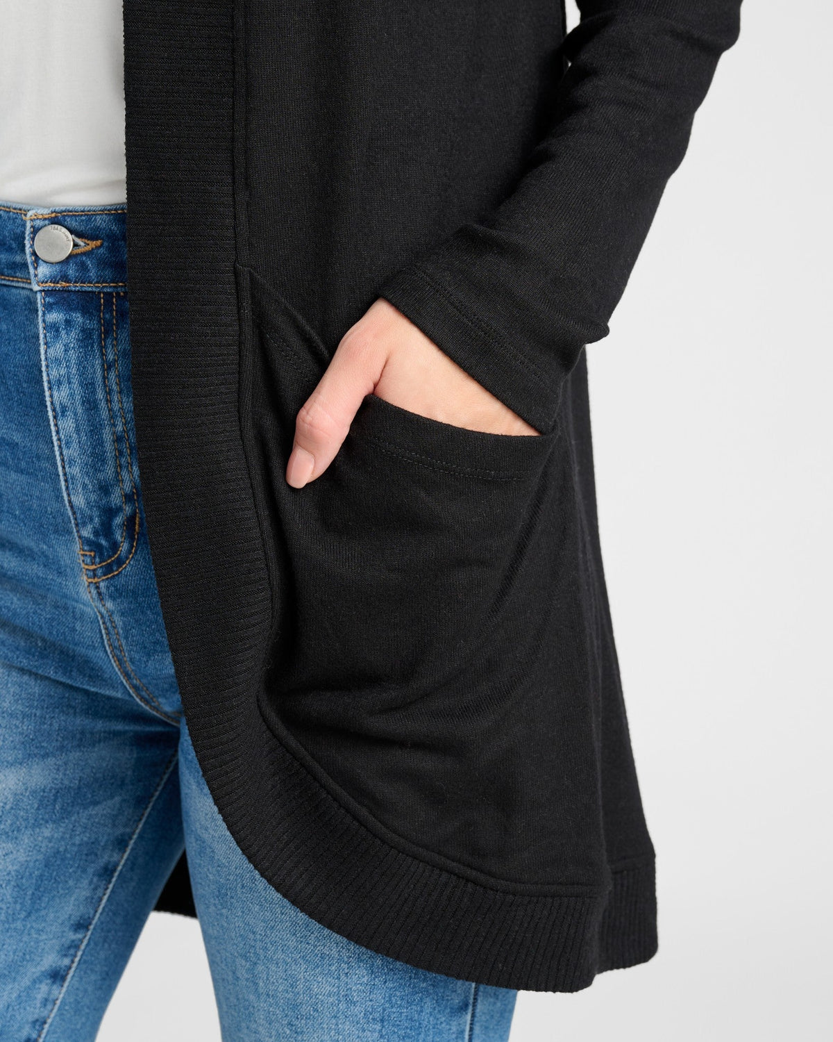 Black $|& SEAS Cocoon Cardigan - SOF Full Front