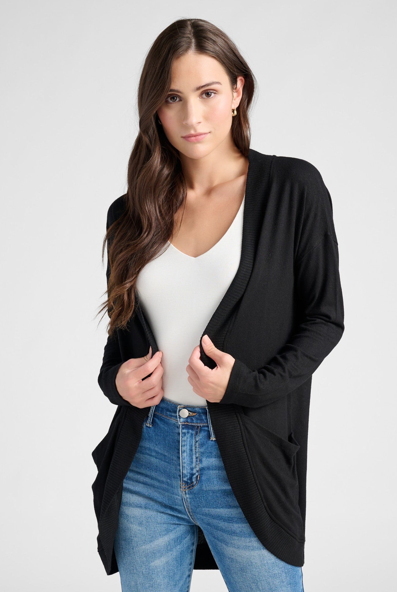 Black $|& SEAS Cocoon Cardigan - SOF Front