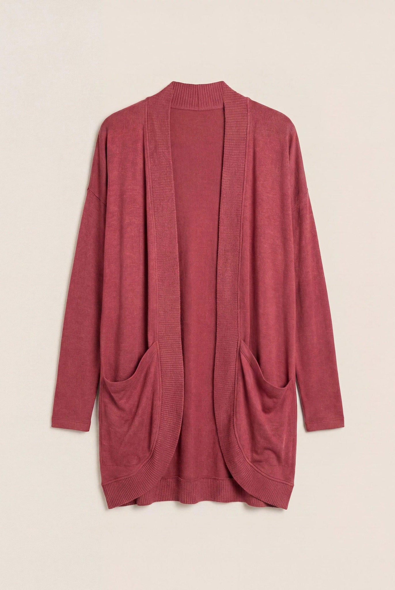 Heather Cabernet $|& SEAS Cocoon Cardigan - Hanger Detail
