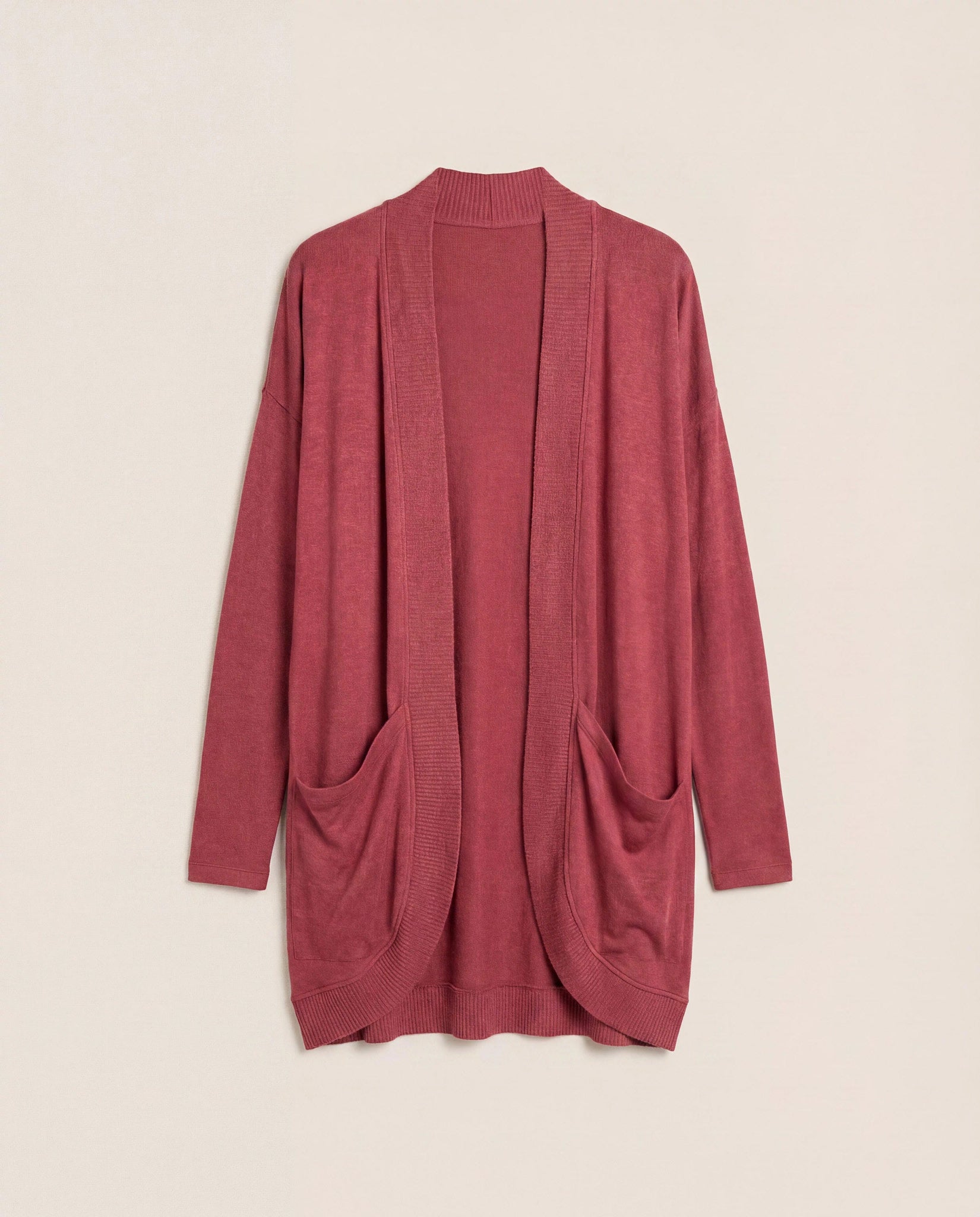 Heather Cabernet $|& SEAS Cocoon Cardigan - Hanger Detail
