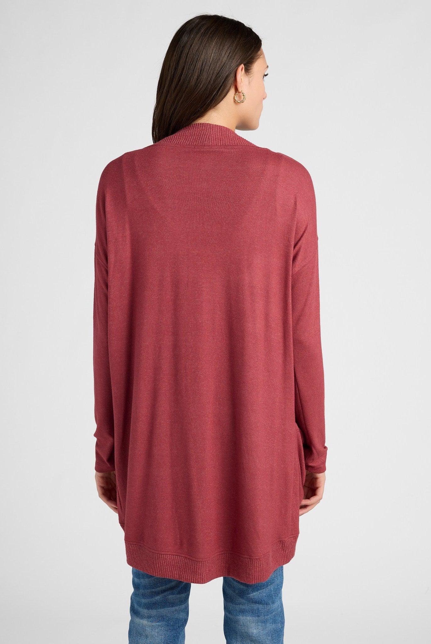 Heather Cabernet $|& SEAS Cocoon Cardigan - SOF Back