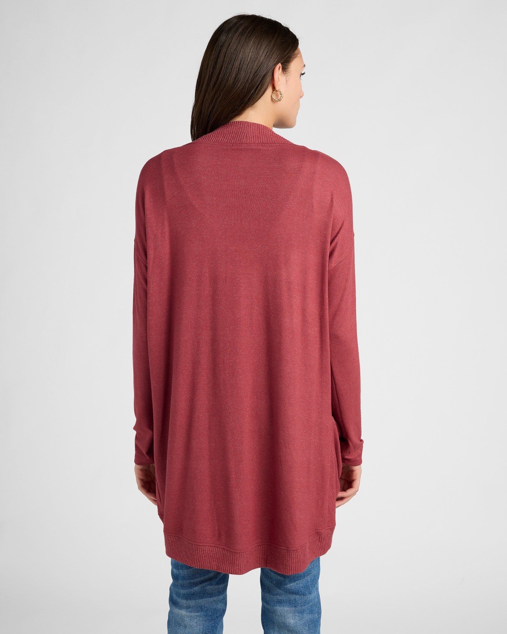 Heather Cabernet $|& SEAS Cocoon Cardigan - SOF Back