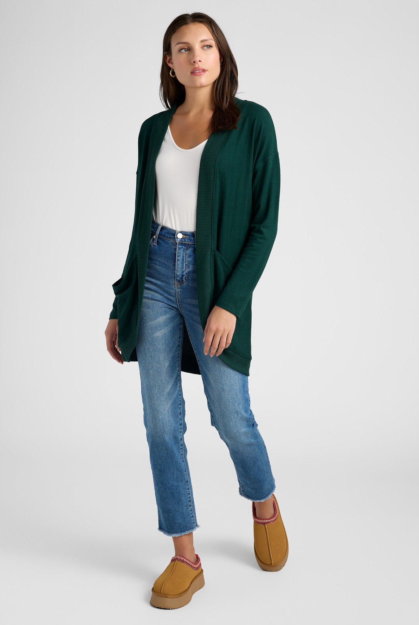 Hunter Green $|& SEAS Cocoon Cardigan - SOF Full Front
