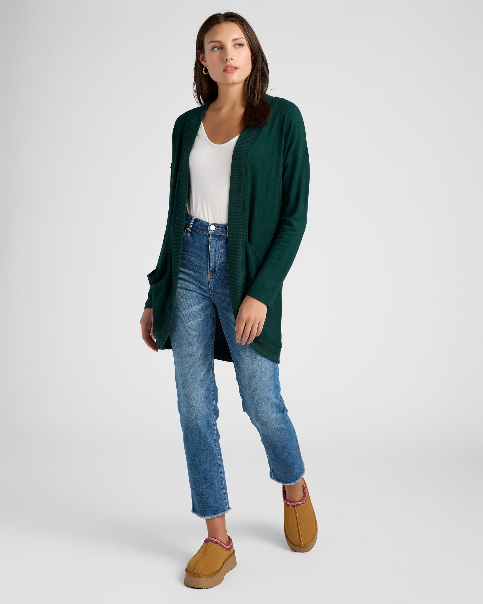 Hunter Green $|& SEAS Cocoon Cardigan - SOF Full Front