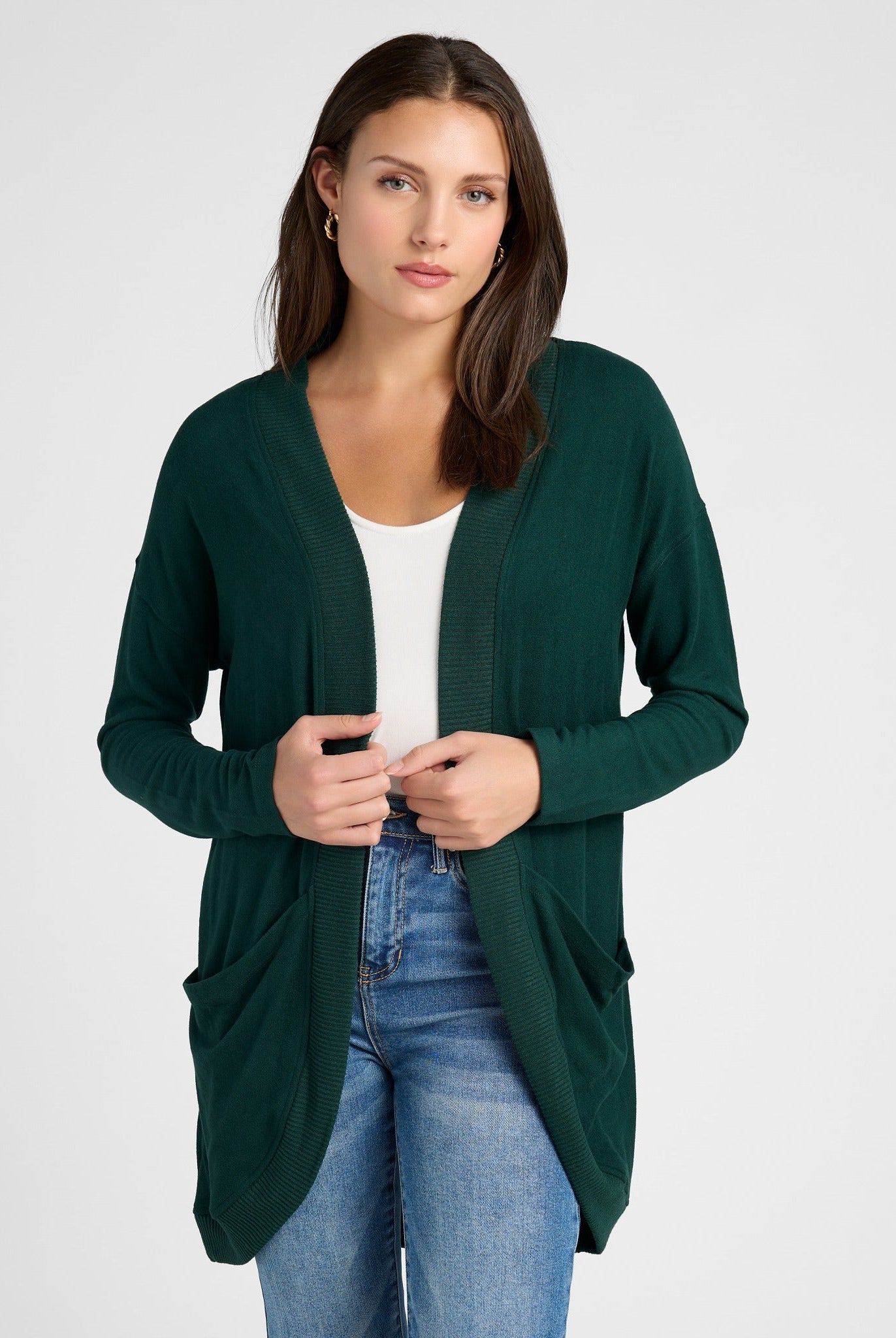 Hunter Green $|& SEAS Cocoon Cardigan - SOF Front