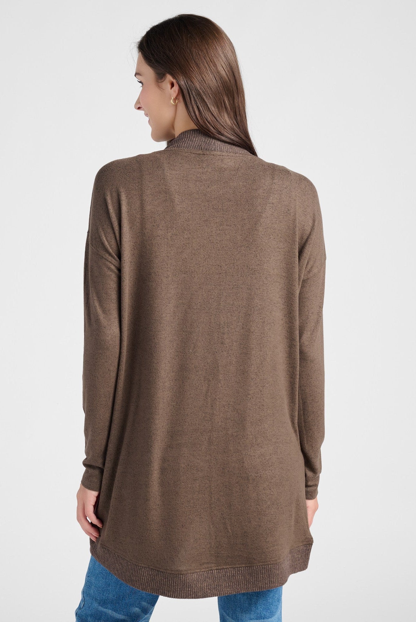 Heather Dark Chocolate $|& SEAS Cocoon Cardigan - SOF Back