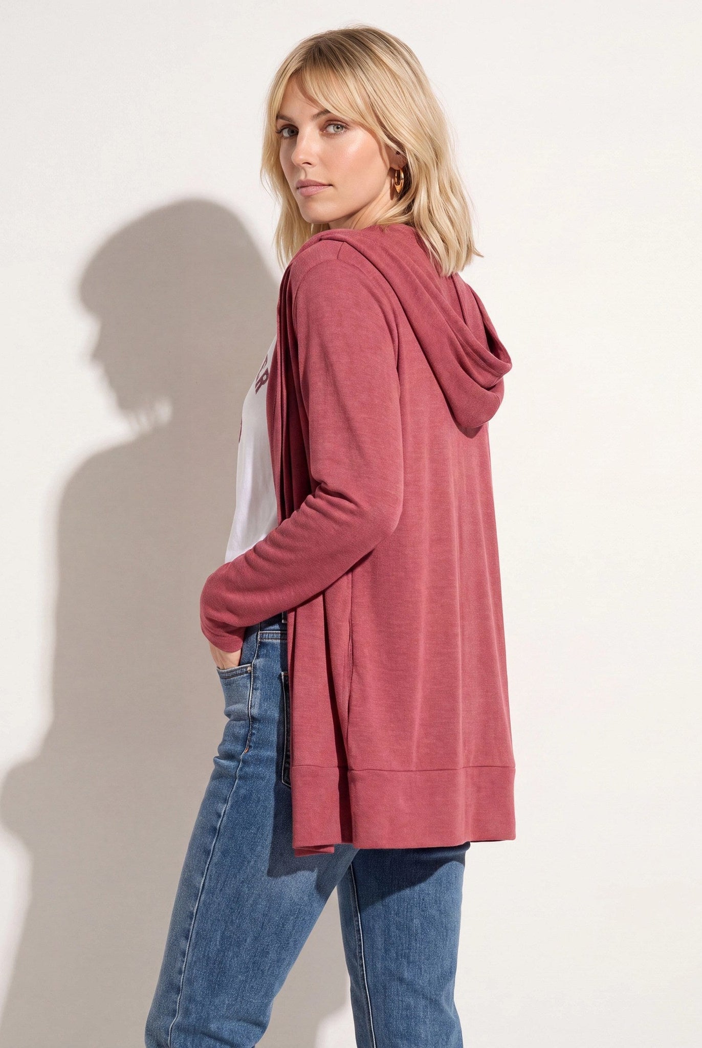 Heather Cabernet $|& SEAS Over The Falls Cardigan - SOF Back