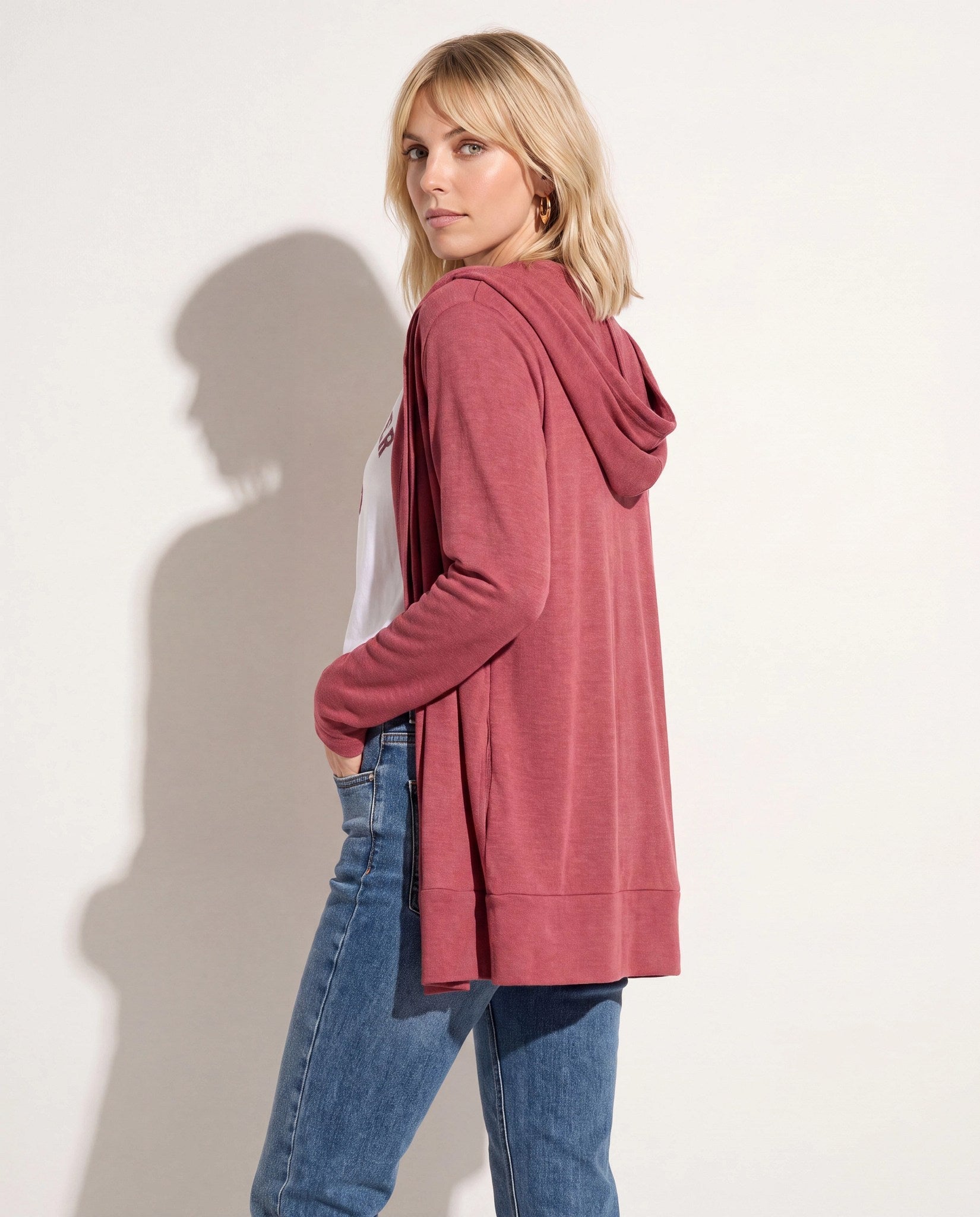 Heather Cabernet $|& SEAS Over The Falls Cardigan - SOF Side