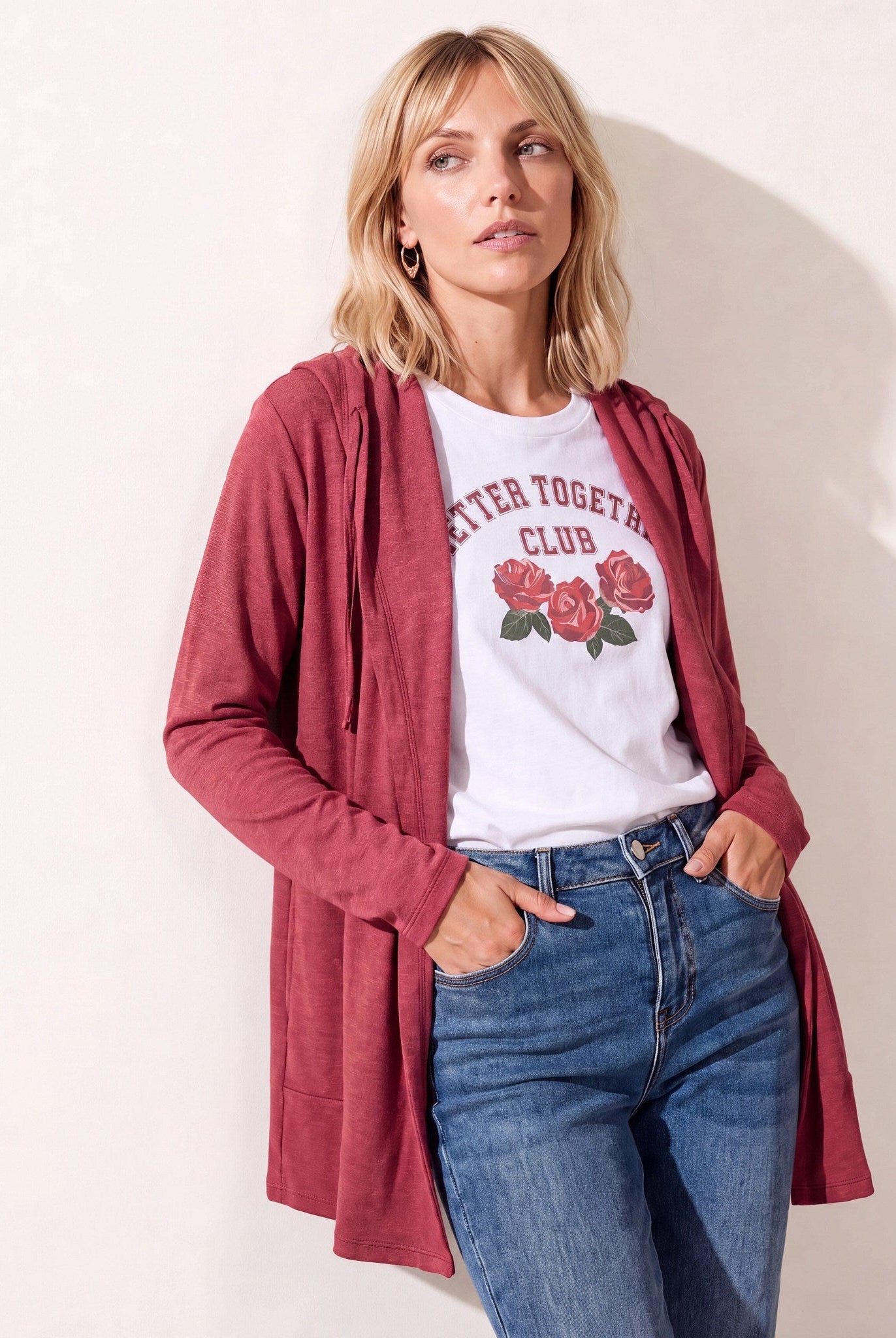Heather Cabernet $|& SEAS Over The Falls Cardigan - SOF Front
