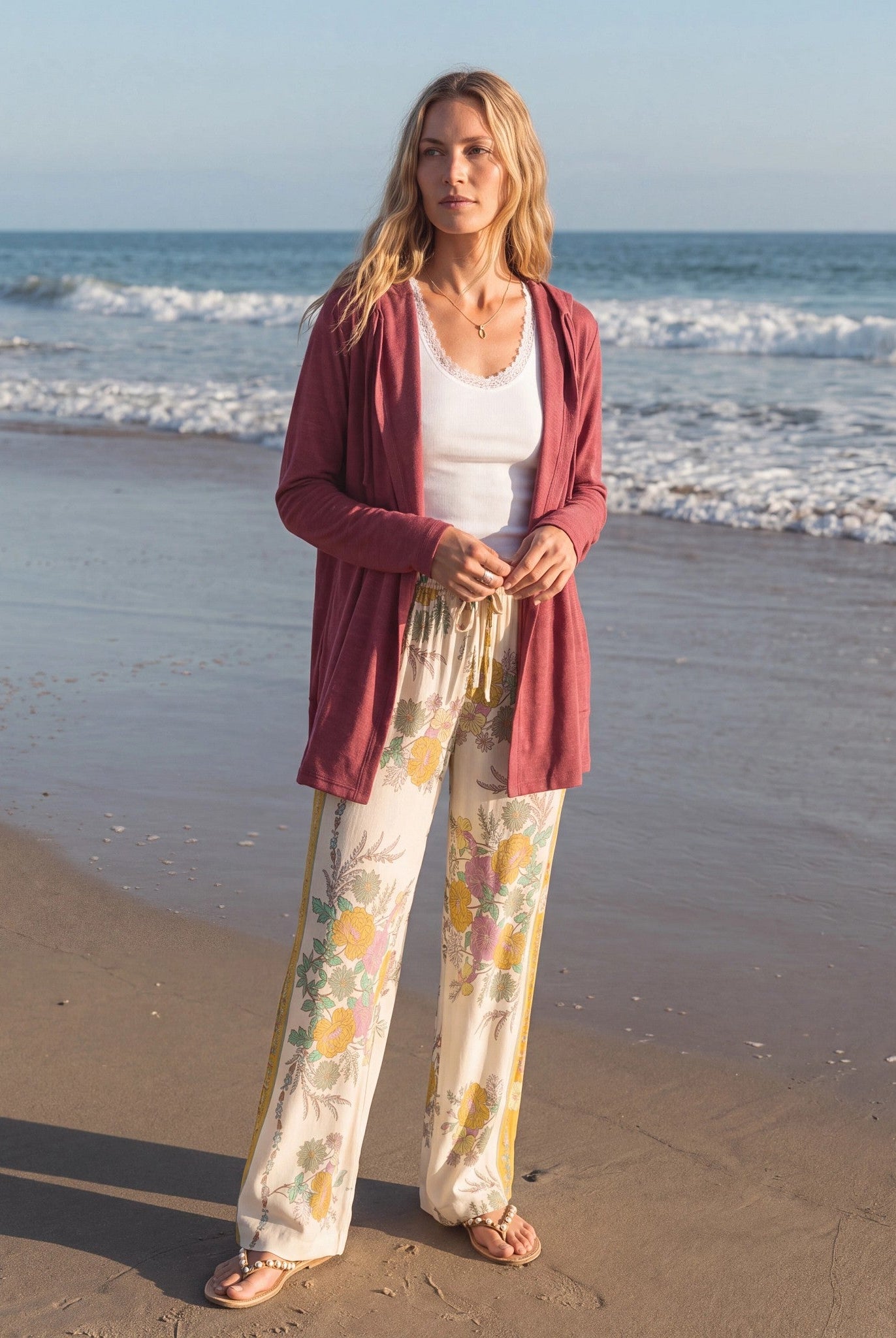 Heather Cabernet $|& SEAS Over The Falls Cardigan - SOF Side
