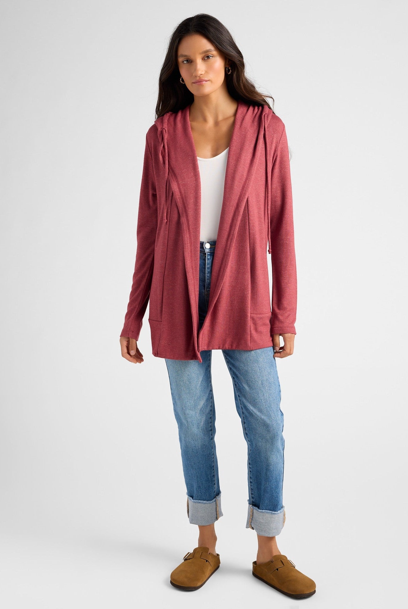 Heather Cabernet $|& SEAS Over The Falls Cardigan - UGC On Fig