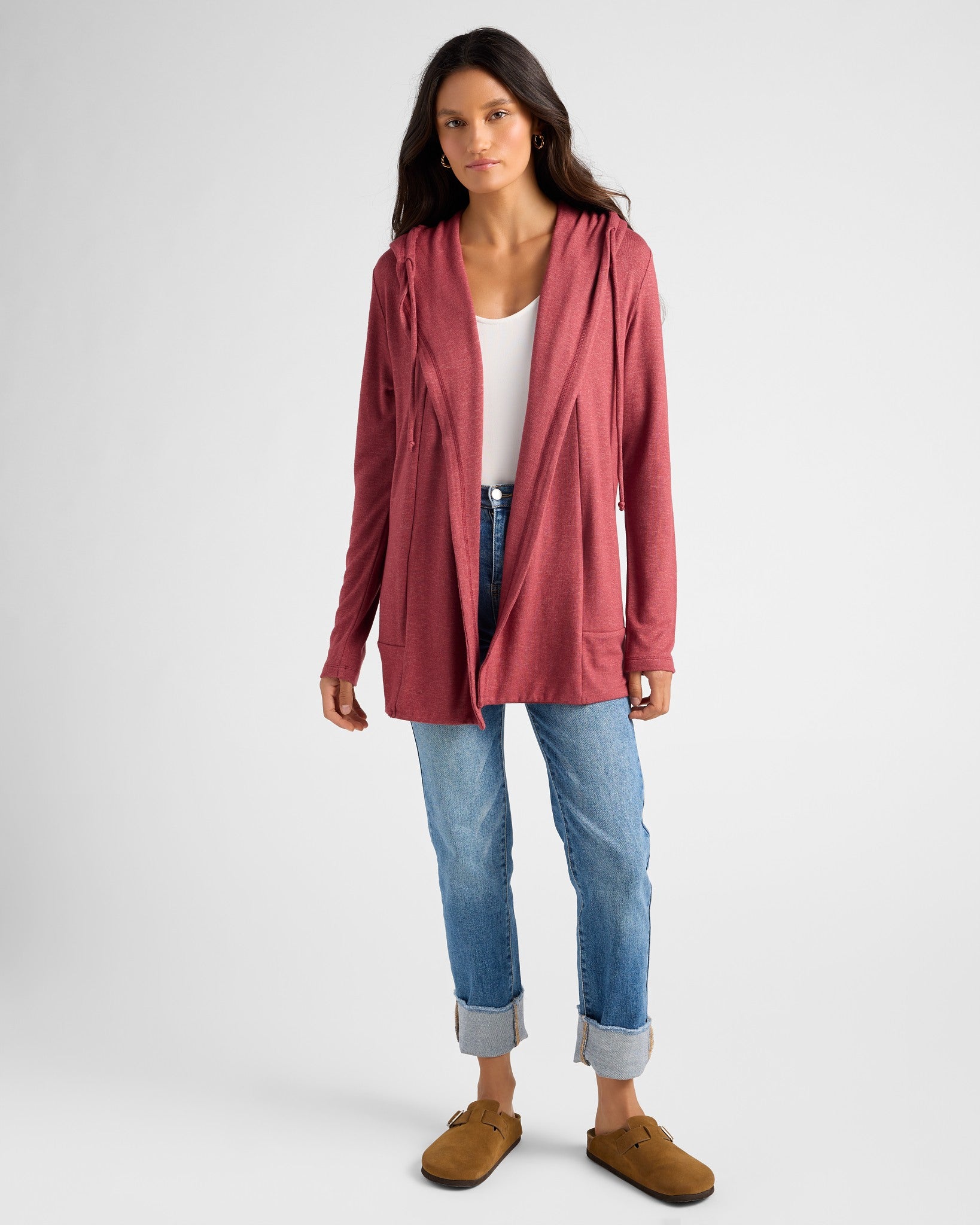 Heather Cabernet $|& SEAS Over The Falls Cardigan - UGC On Fig