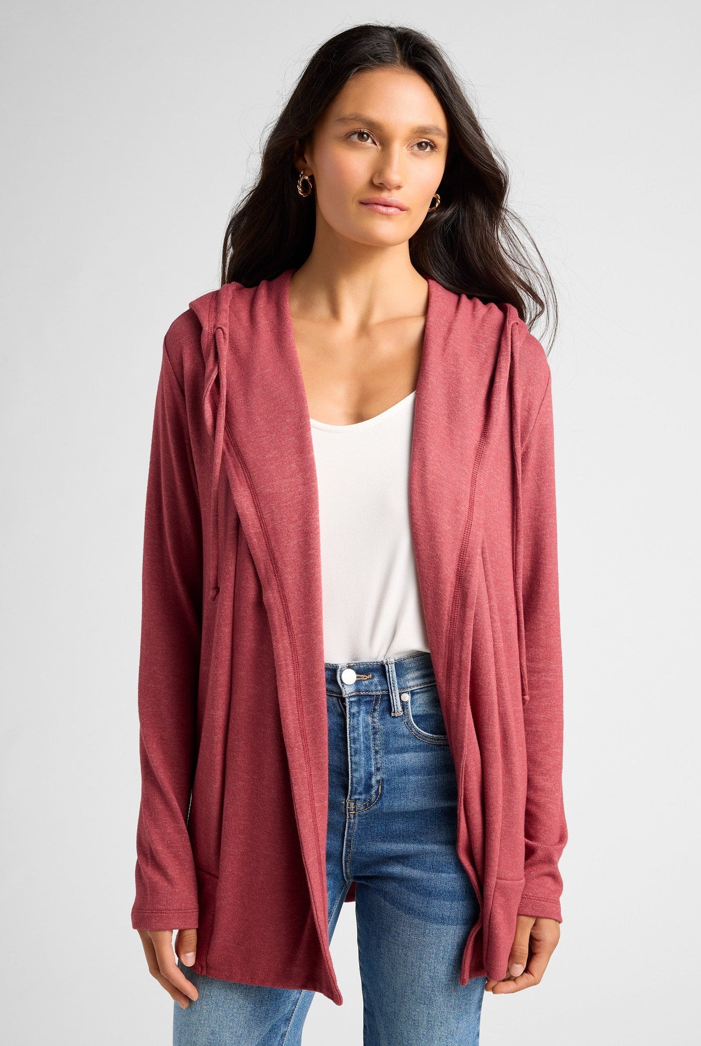 Heather Cabernet $|& SEAS Over The Falls Cardigan - SOF Front