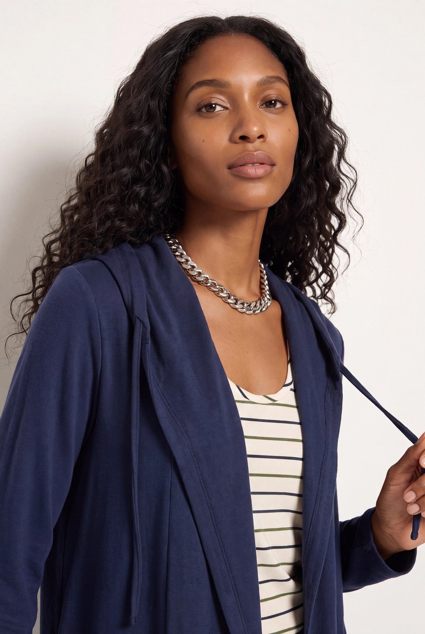 Navy $|& SEAS Over The Falls Cardigan - SOF Full Front