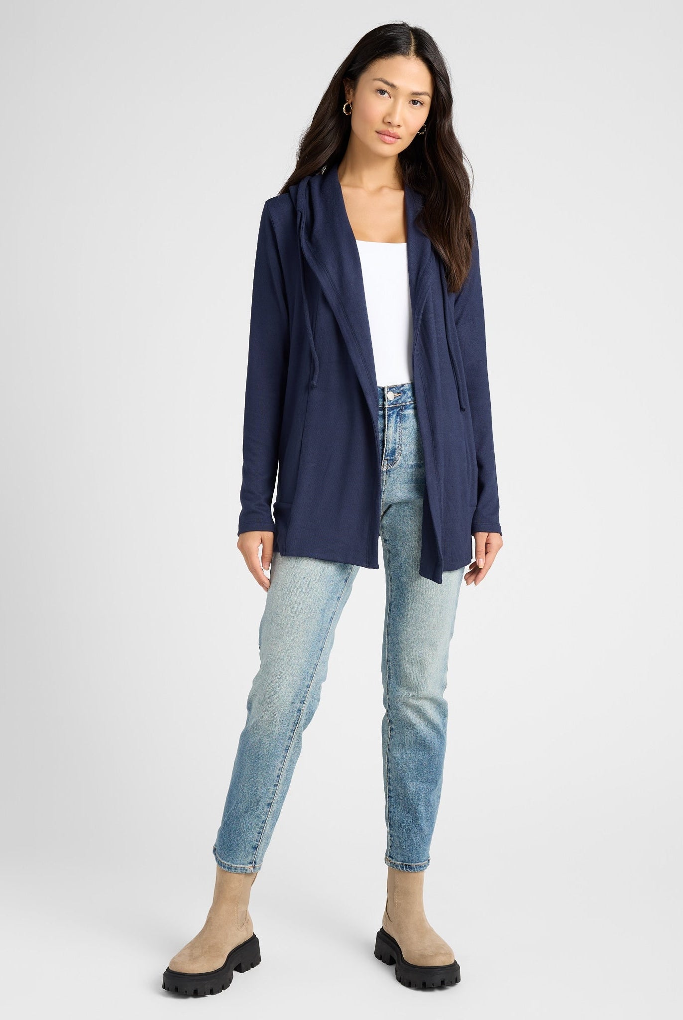 Navy $|& SEAS Over The Falls Cardigan - SOF Full Front