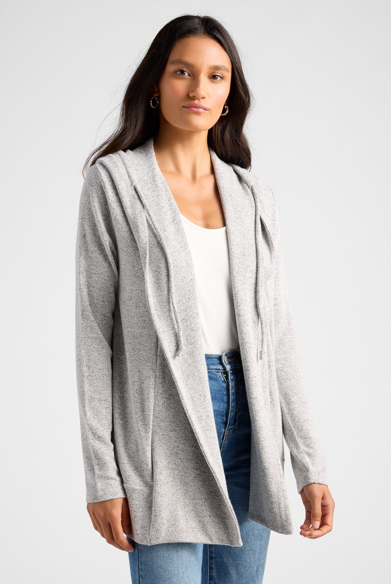 Heather Grey $|& SEAS Over The Falls Cardigan - SOF Front