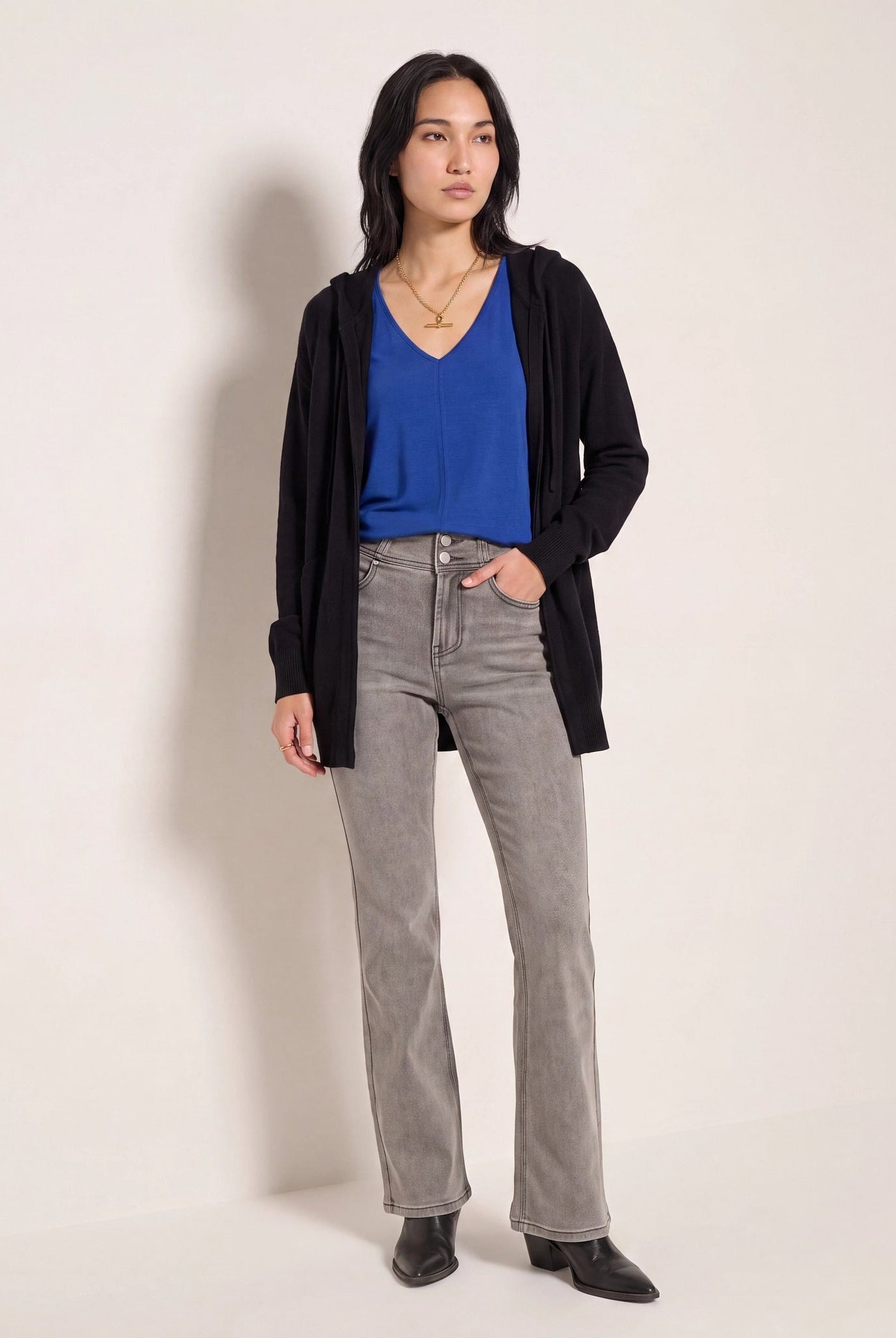 Black $|& SEAS Over The Falls Cardigan - UGC On Fig